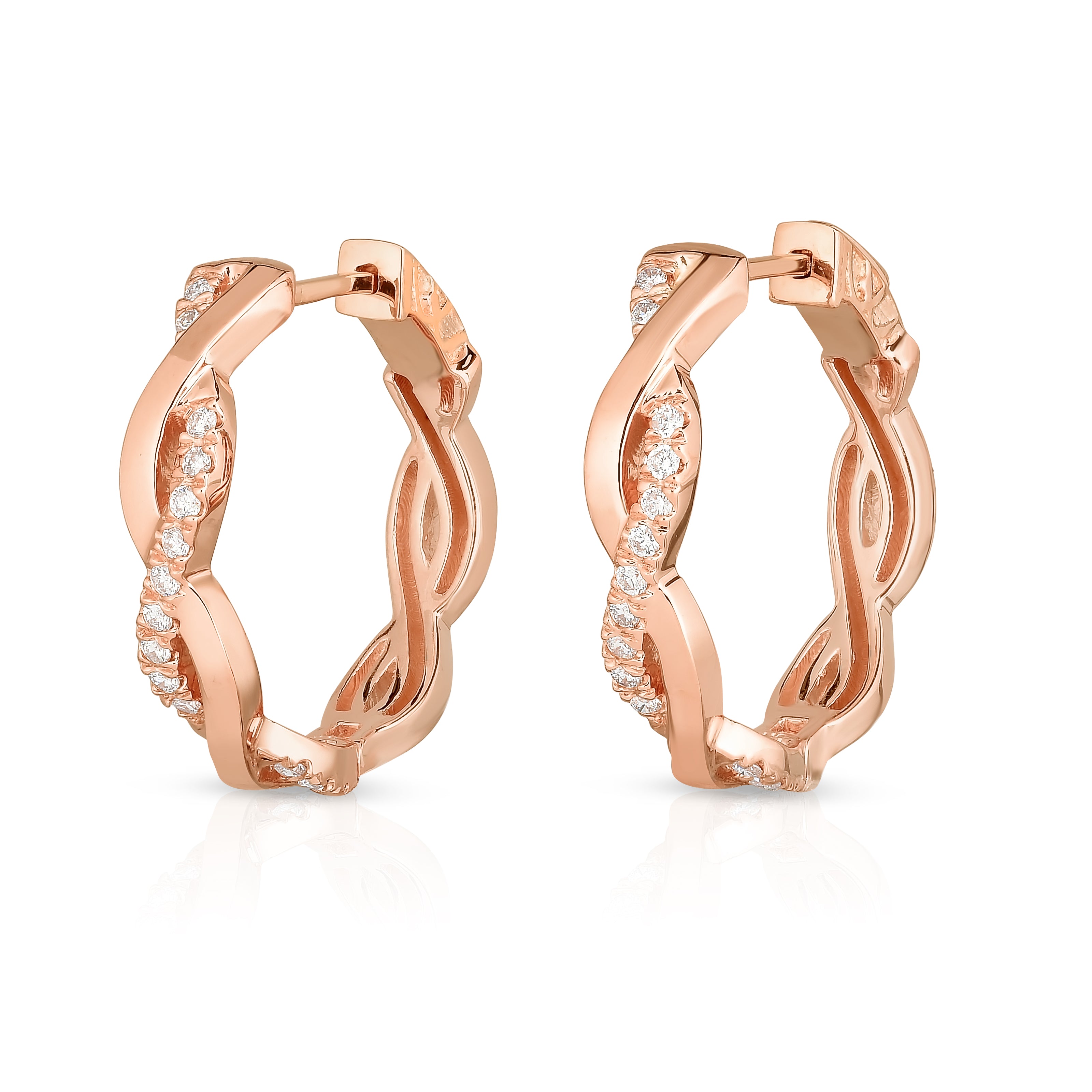 0.22Ct Diamond Infinity Hoop Earrings in 14K Gold