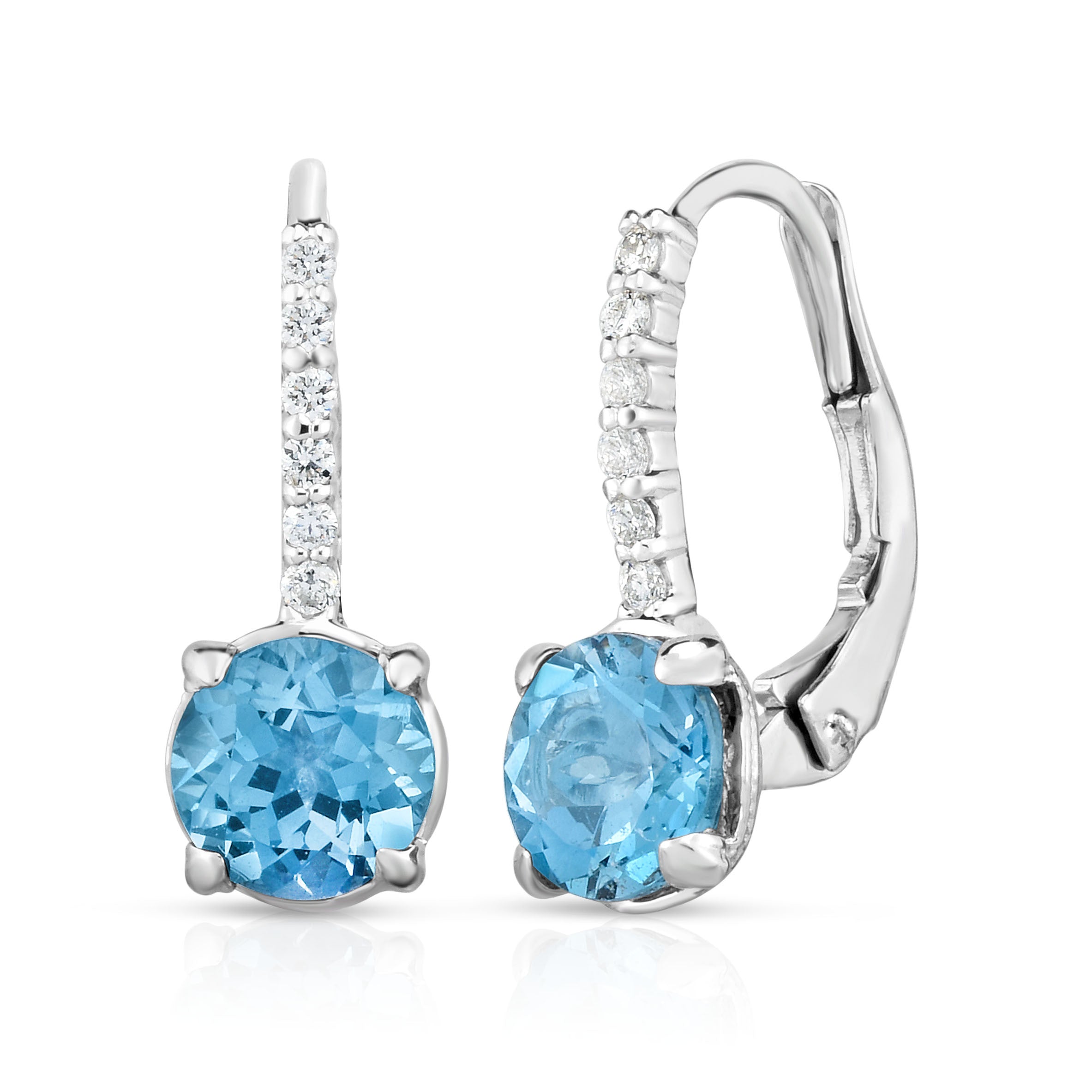 White Gold London Blue Topaz Earrings