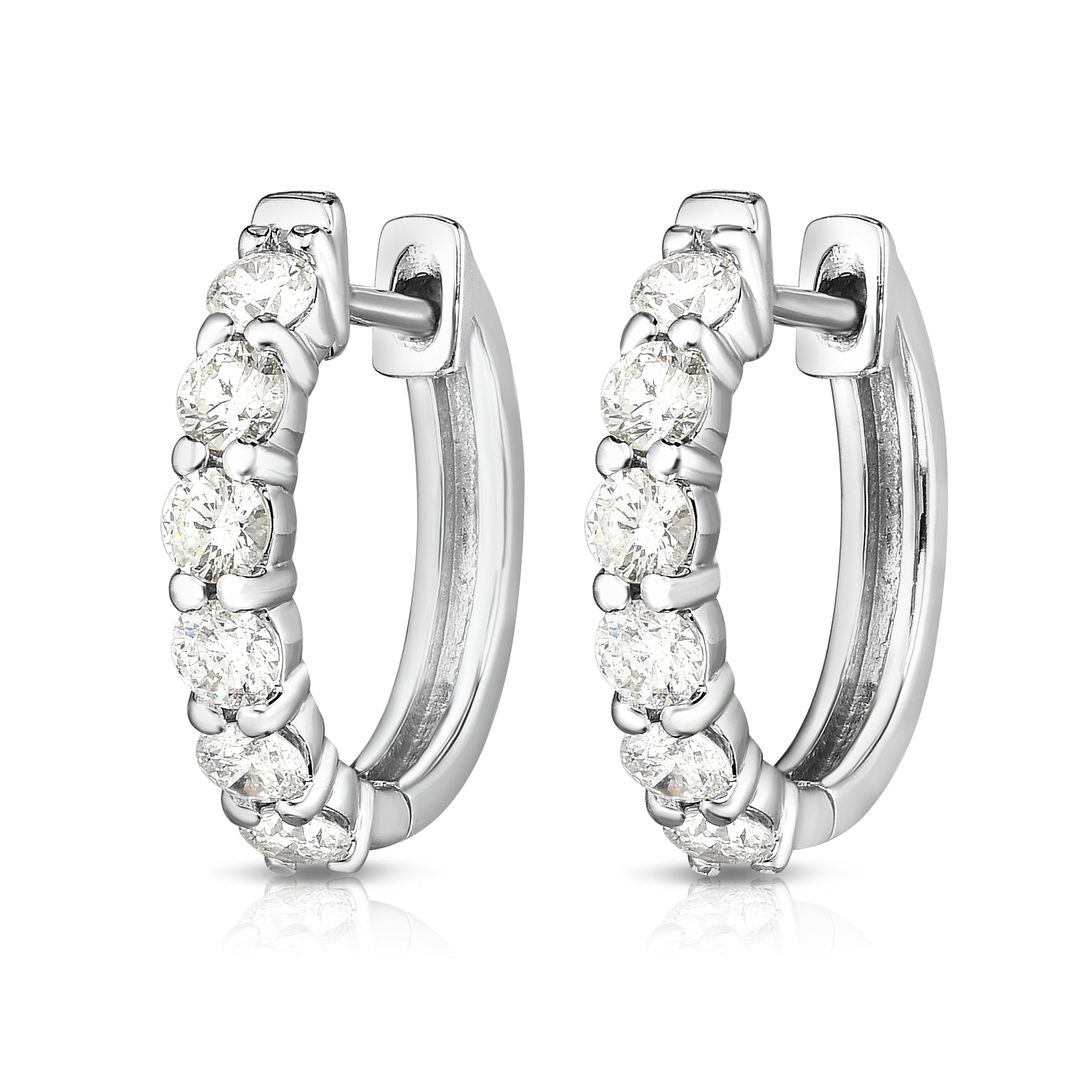 0.75Ct Diamond Huggie Hoop Earrings in 14K Gold