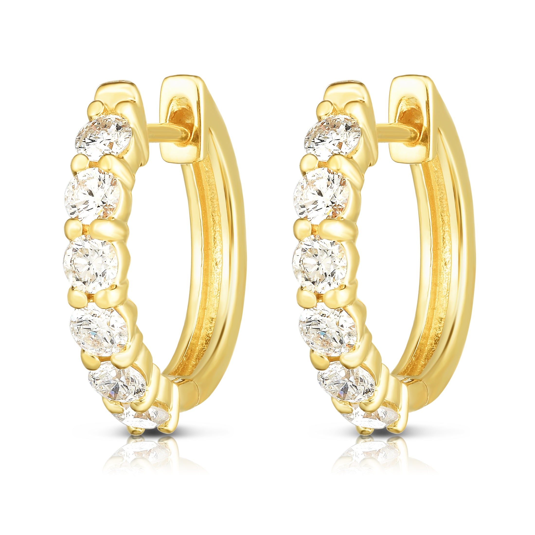 0.75Ct Diamond Huggie Hoop Earrings in 14K Gold