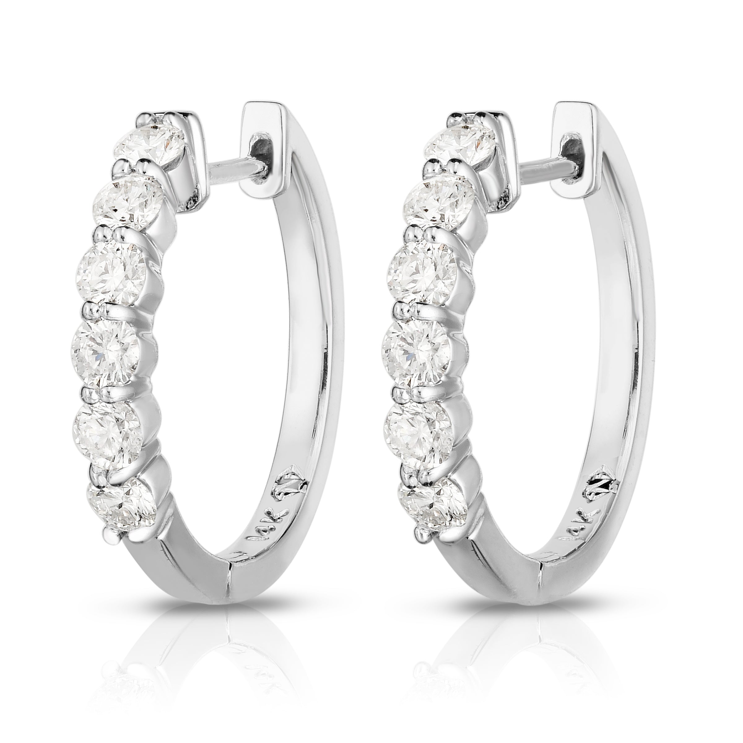 0.75Ct Diamond Huggie Hoop Earrings in 14K White Gold