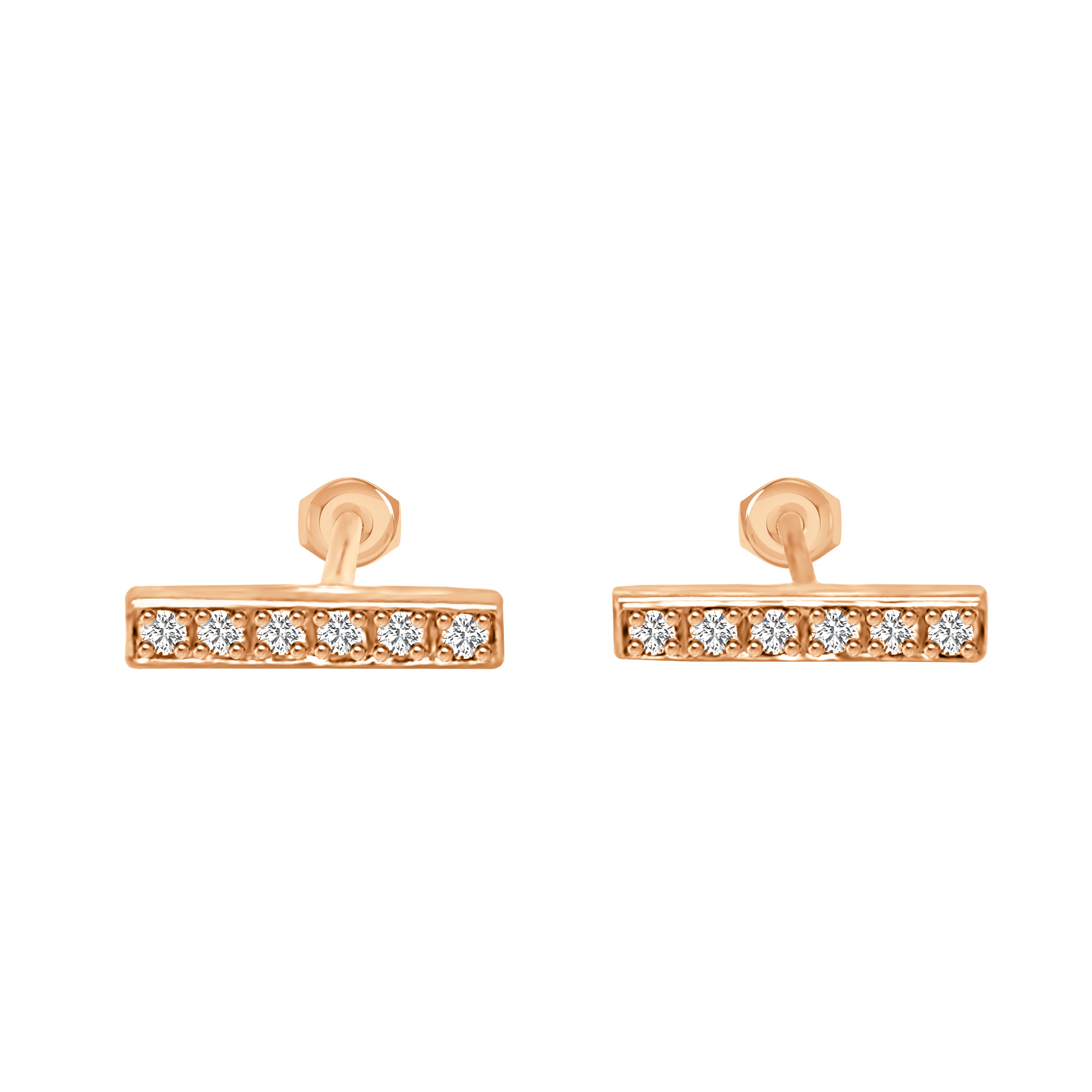 0.12Ct Diamond Bar Earrings in 14K Gold