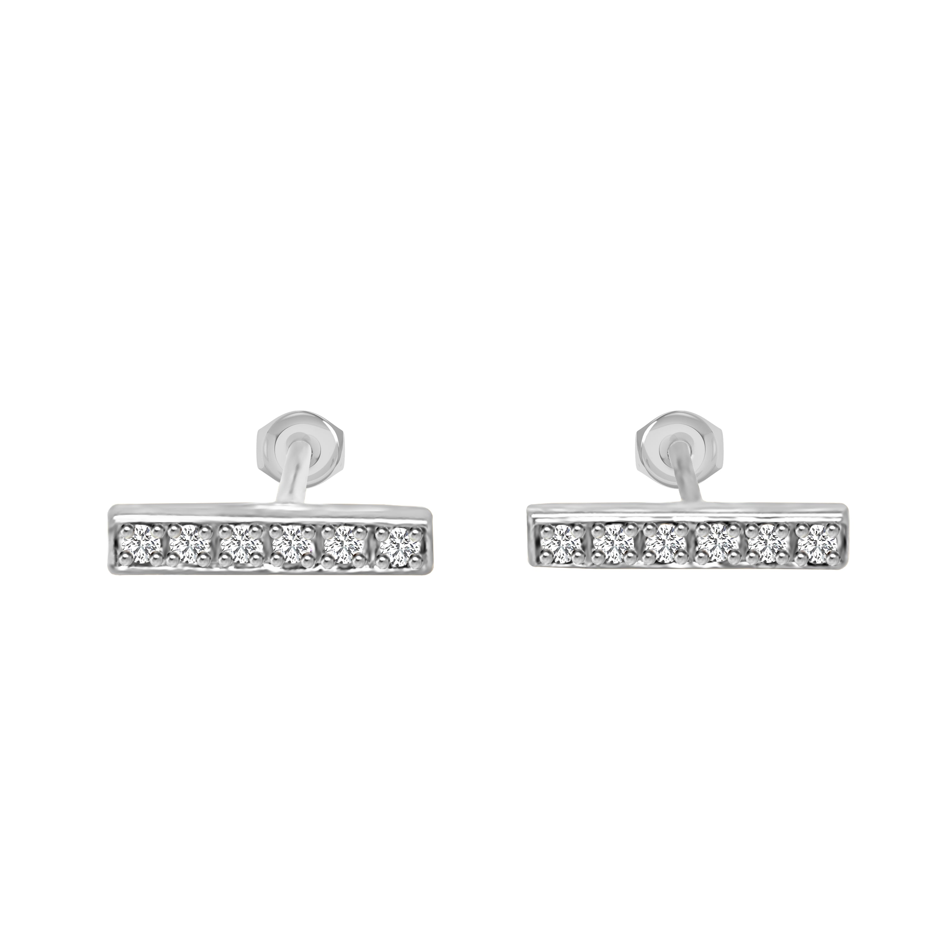 0.12Ct Diamond Bar Earrings in 14K Gold