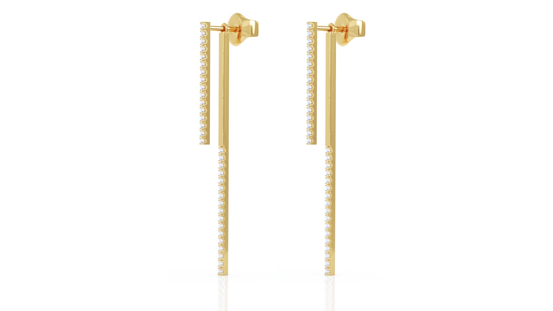 0.40Ct Diamond Double-Bar Drop Earrings in 14K Gold