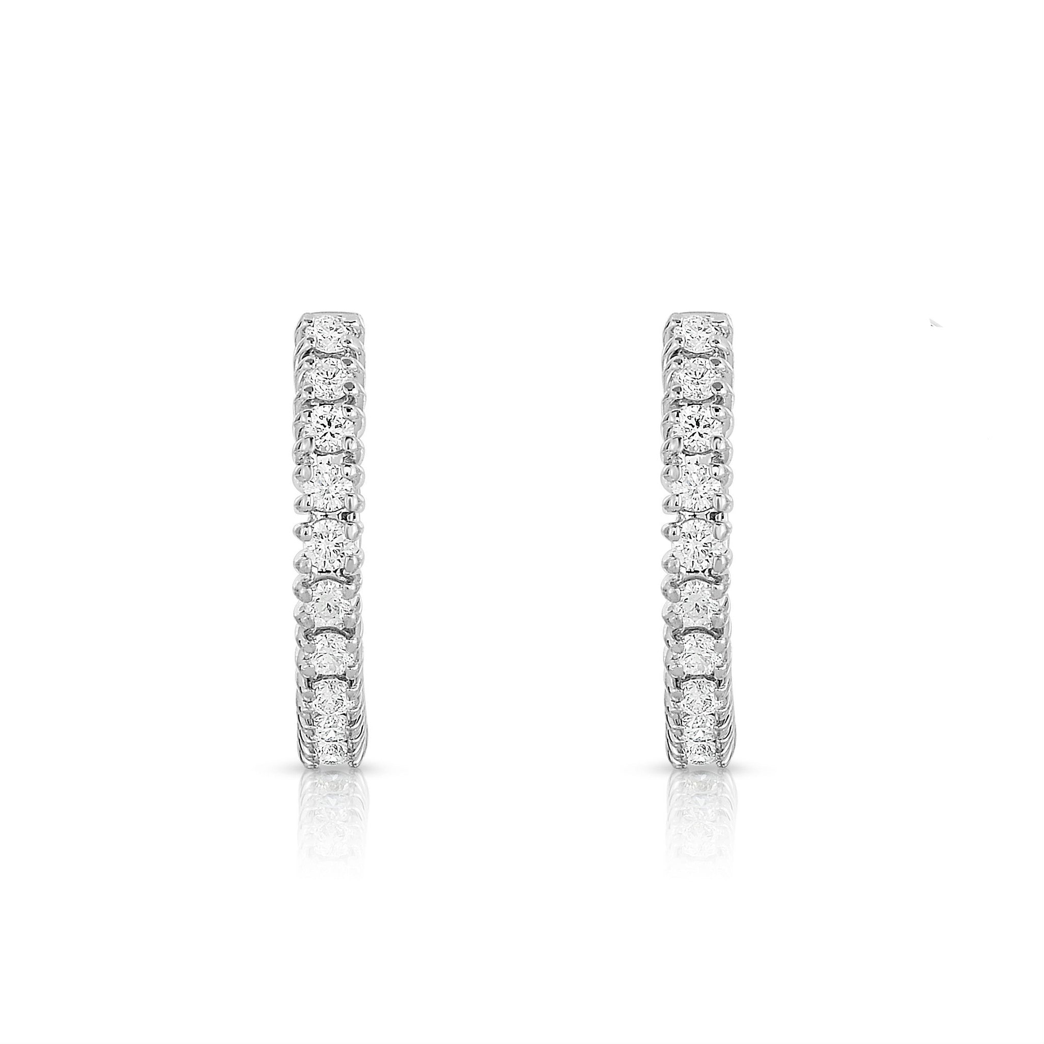 0.40Ct Diamond Hoop Earrings in 14K White Gold