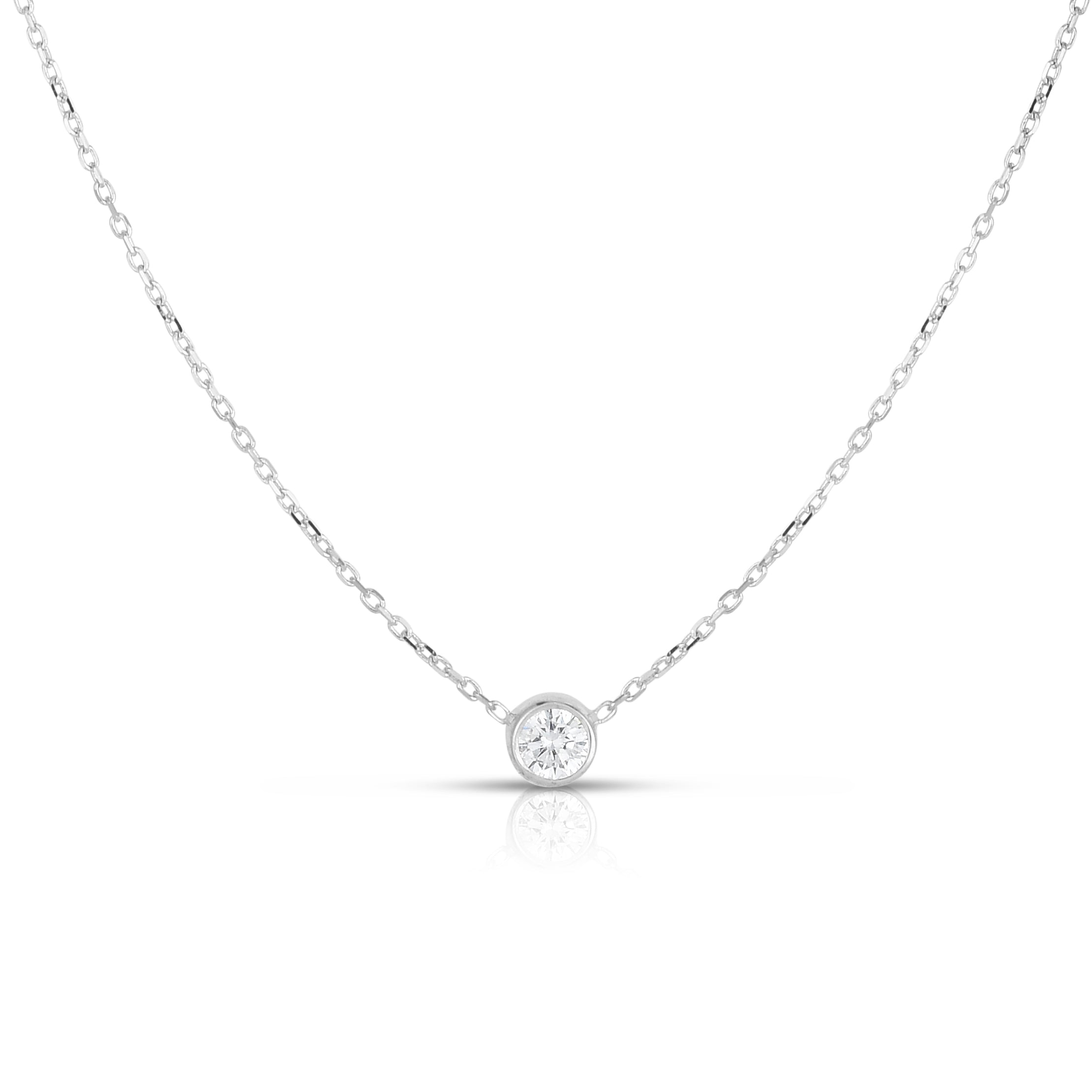 white gold bezel set necklace