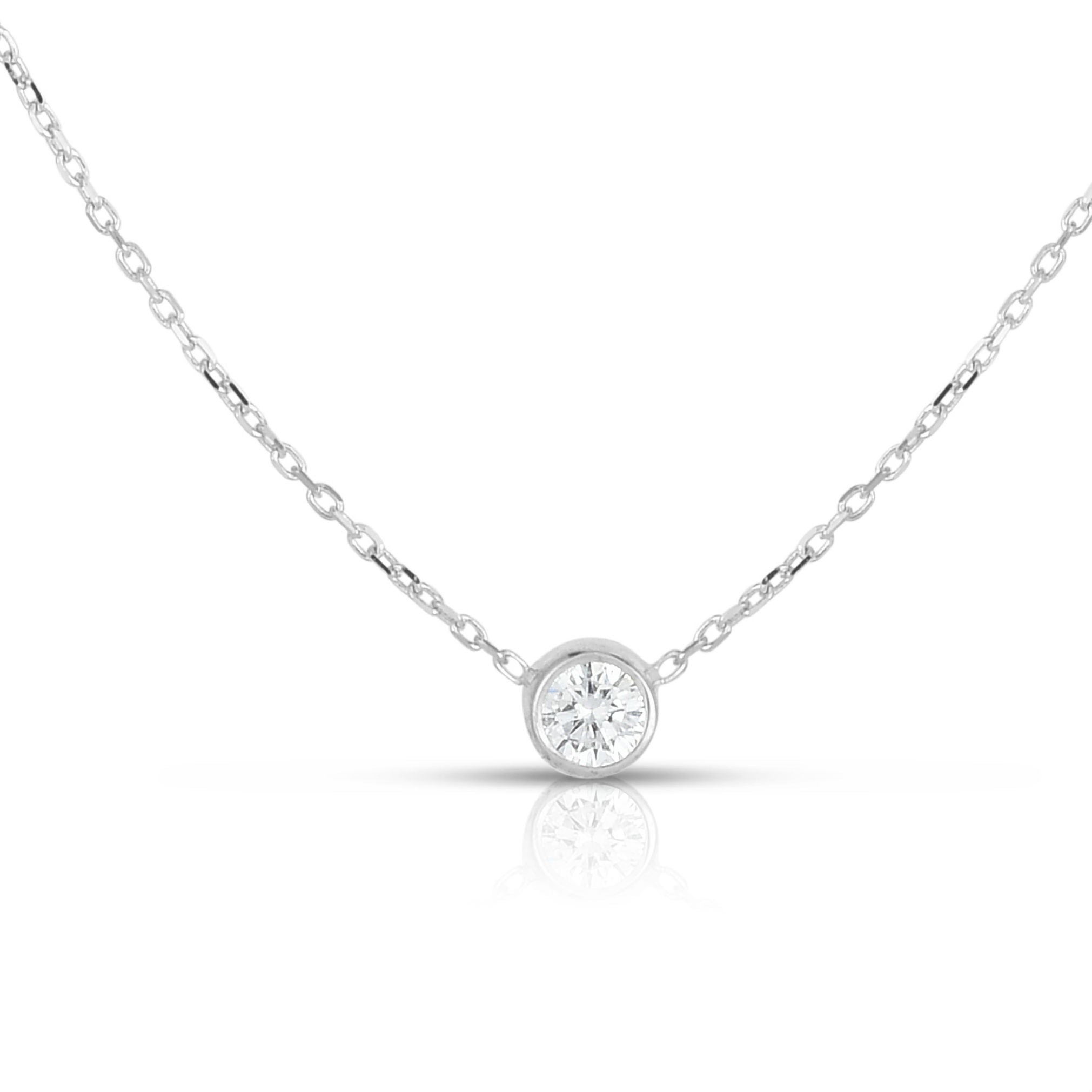 white gold bezel necklace diamond details