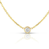 yellow gold bezel necklace diamond details