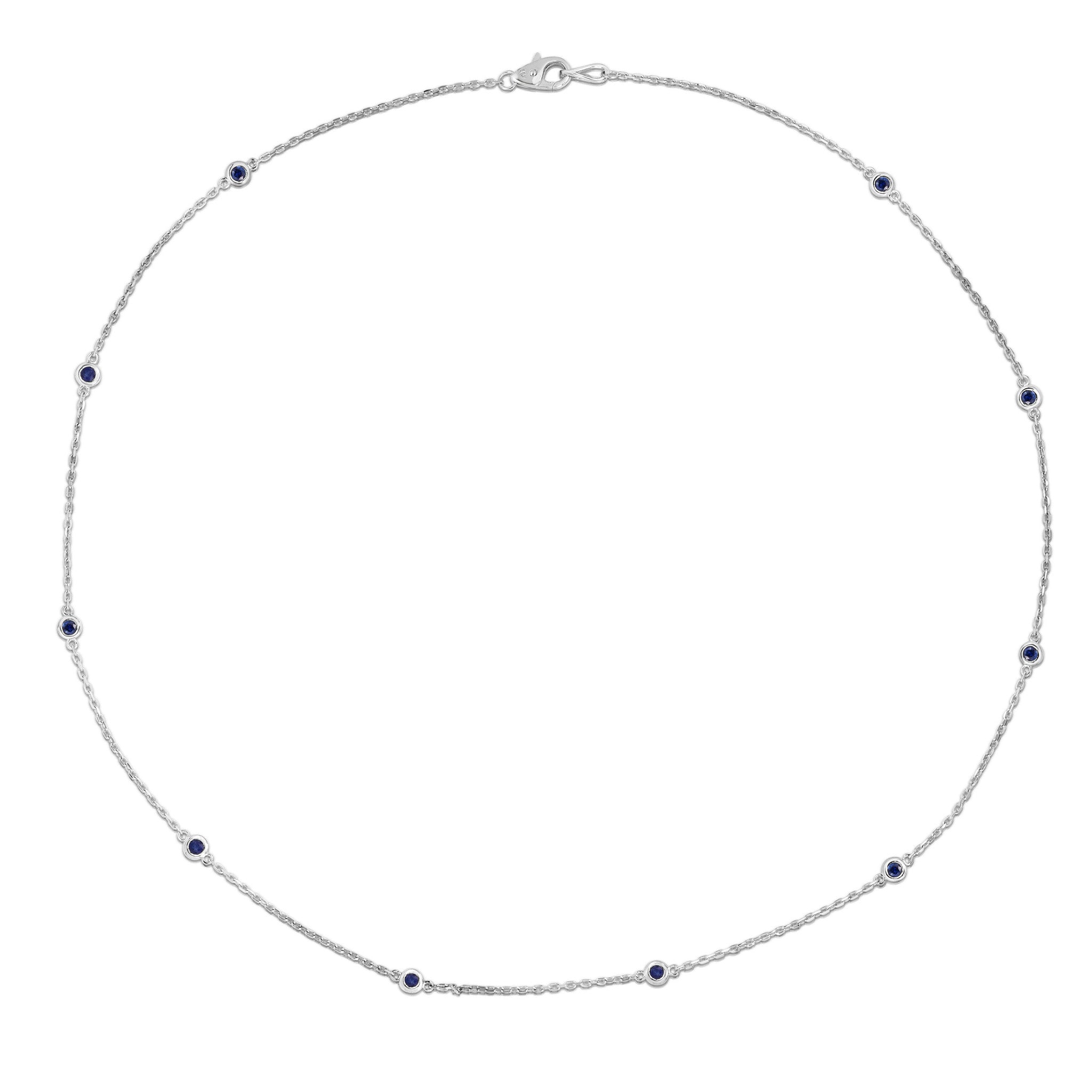 10 Station 0.50Ct Gemstone Necklace, 18" in 14K Gold