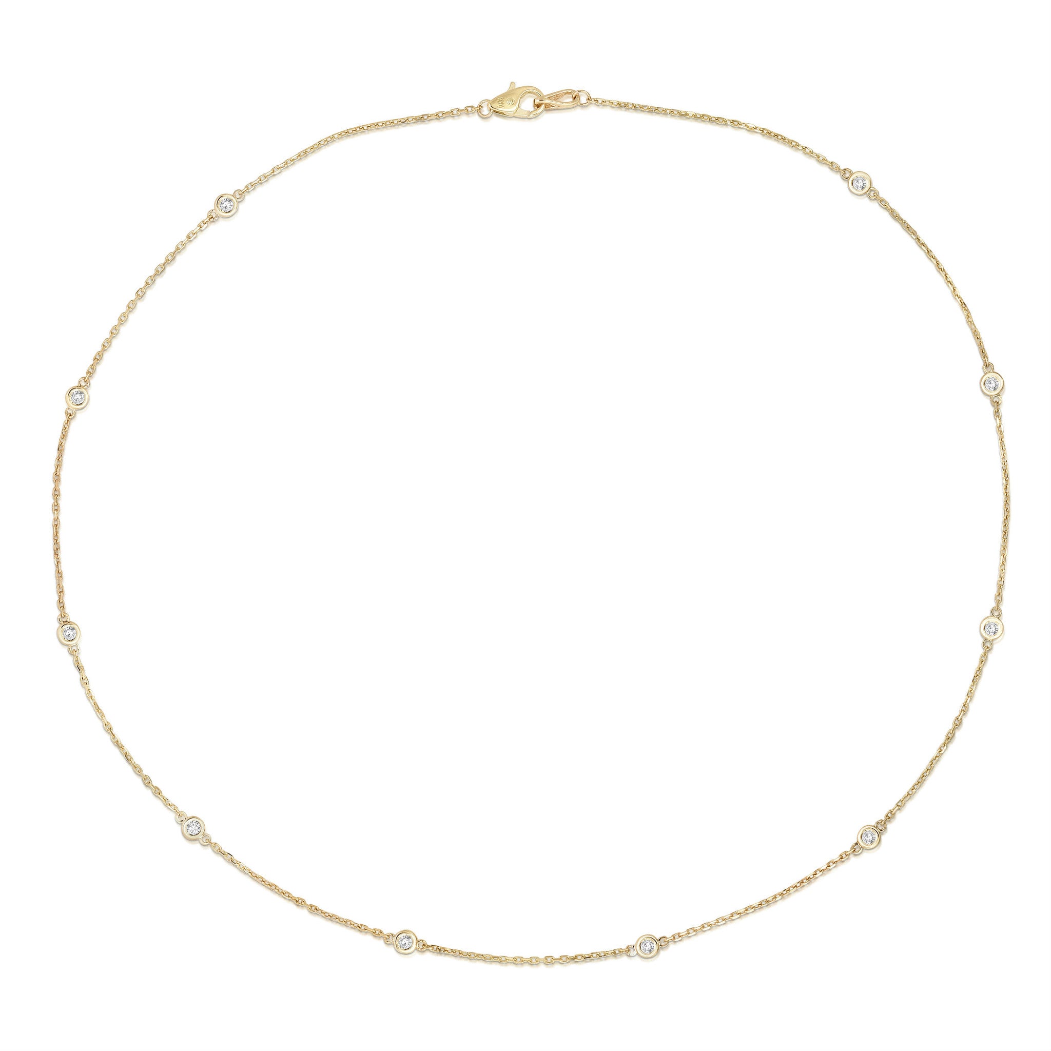 10 Station 1.00Ct Diamond Necklace, 18" in 14K Gold