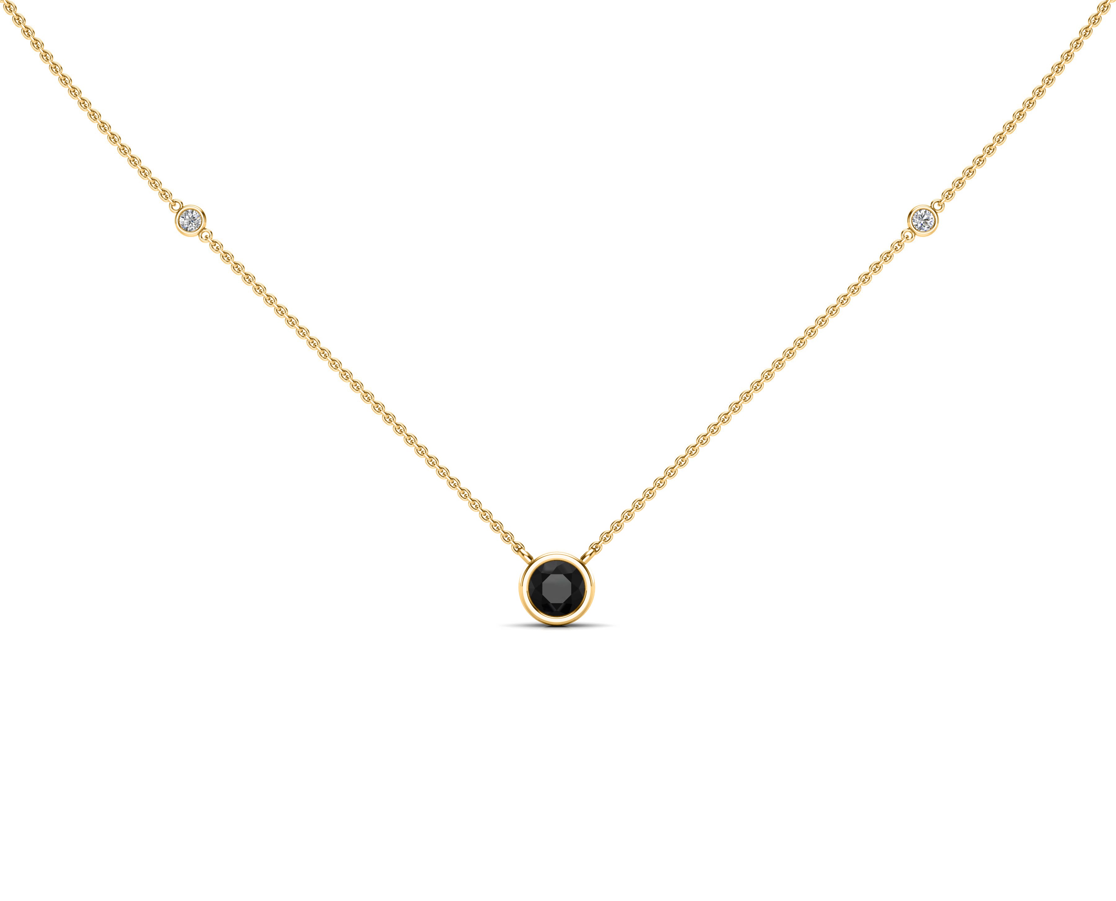 5MM Black & White Diamond Accent Necklace, 16"-18" in 14K Gold