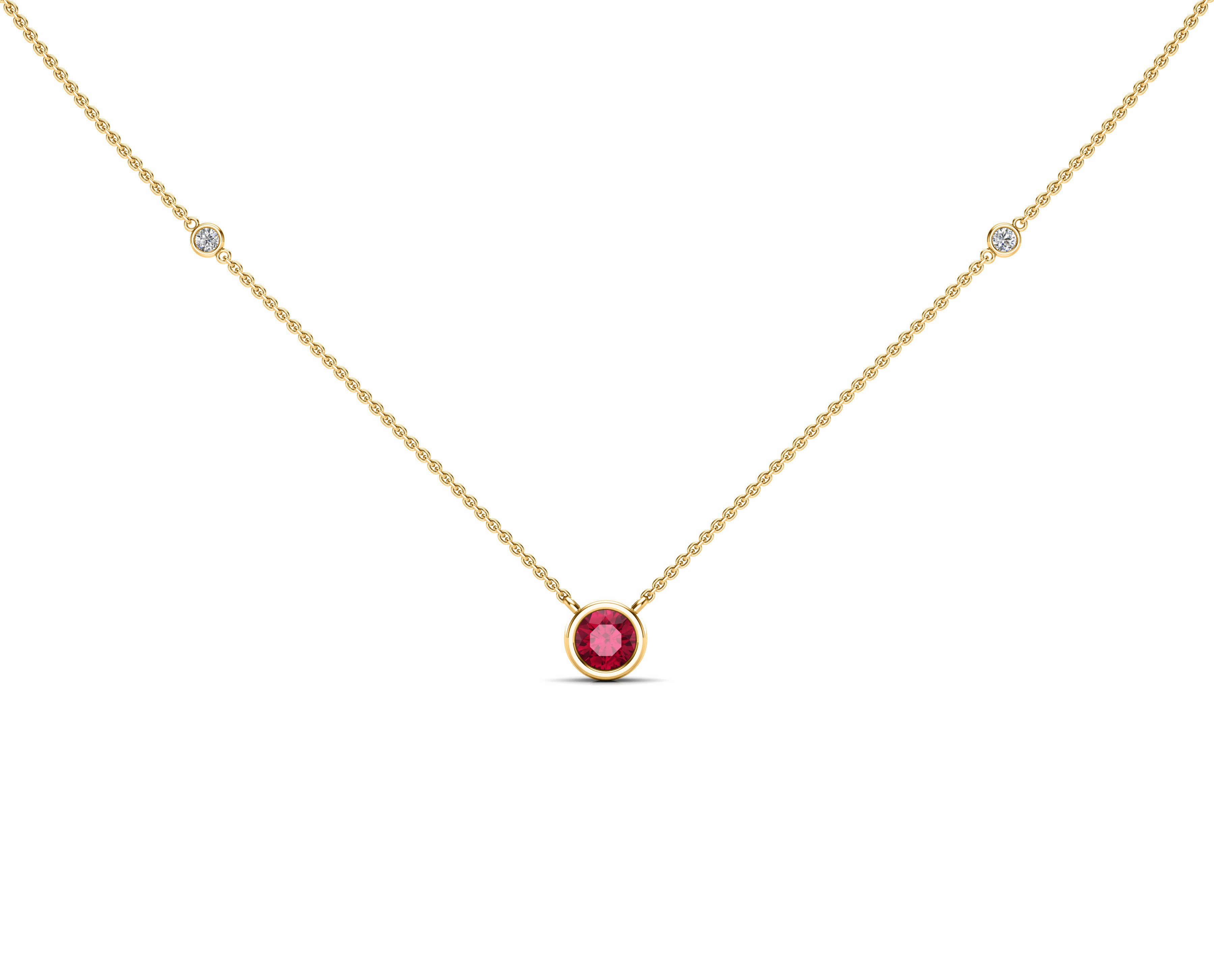 5MM Gemstone & Diamond Accent Necklace, 16"-18" in 14K Gold
