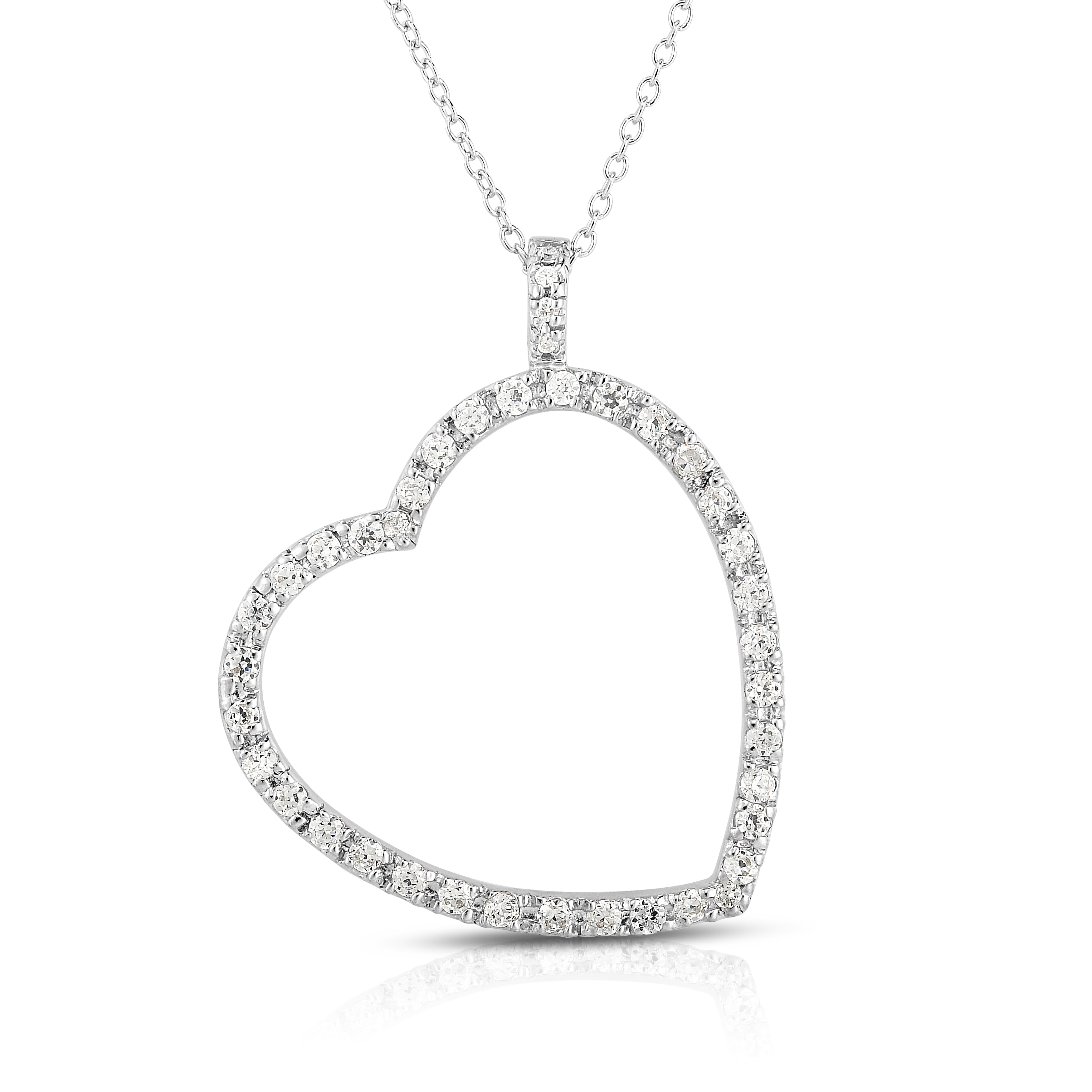 0.60Ct Diamond Heart Pendant, 18" Gold Chain in 14K Gold
