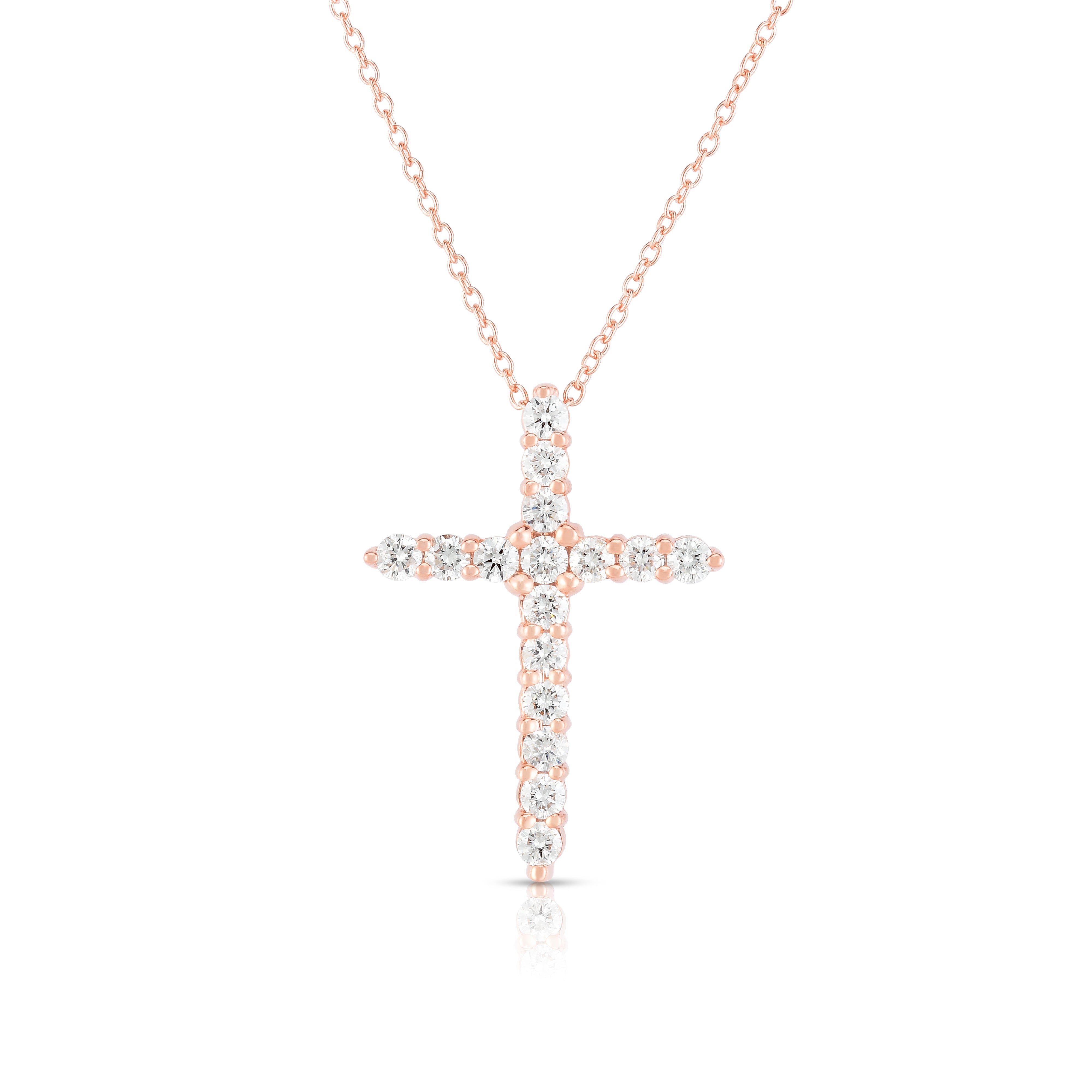 0.68Ct Diamond Cross Pendant With 18" Gold Chain in 14K Gold
