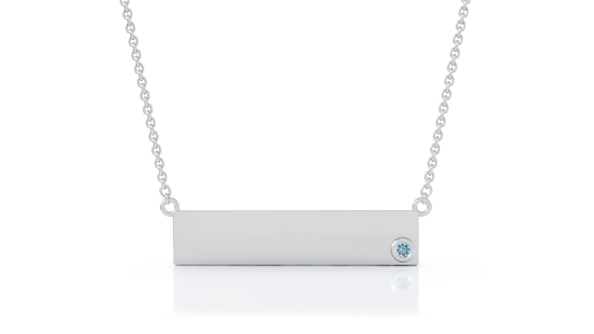 0.03Ct Gemstone Engravable Bar Necklace, 17"-18" in 14K Gold