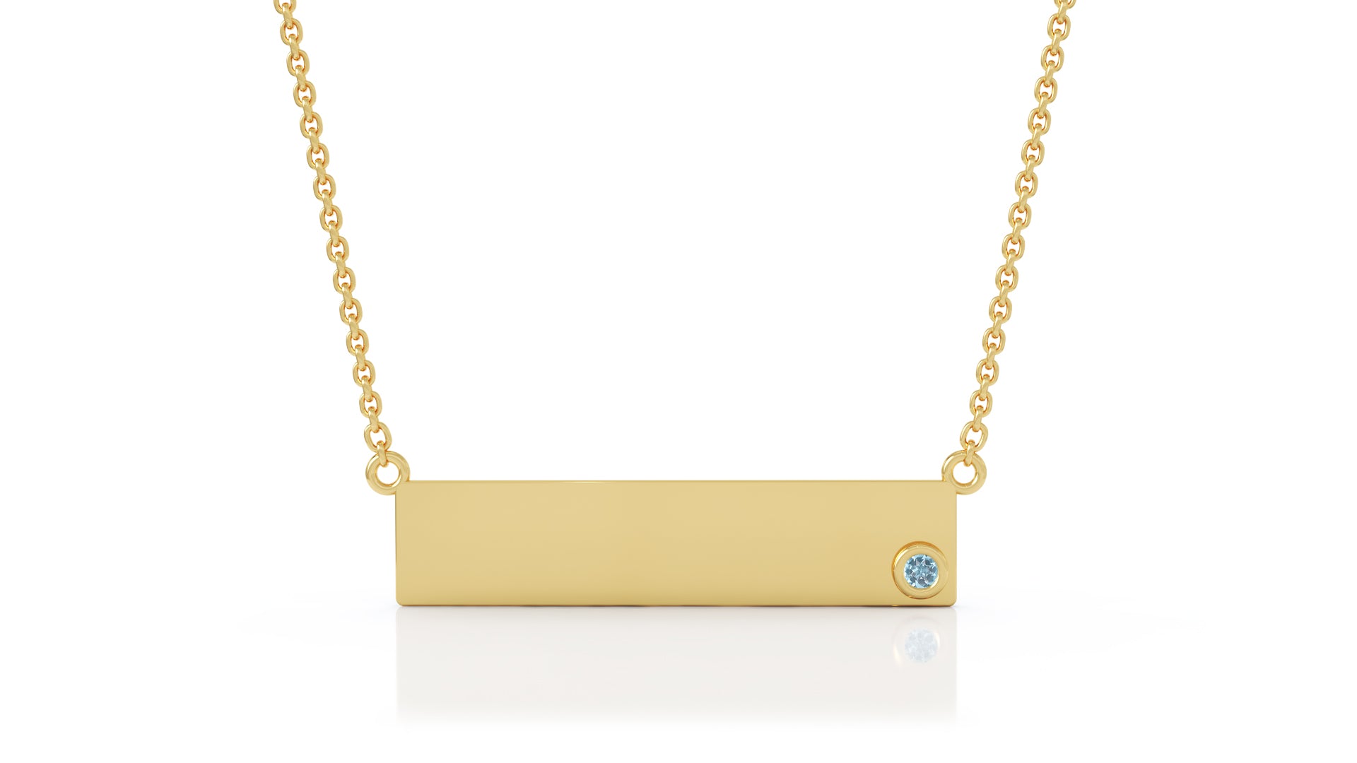 0.03Ct Gemstone Engravable Bar Necklace, 17"-18" in 14K Gold