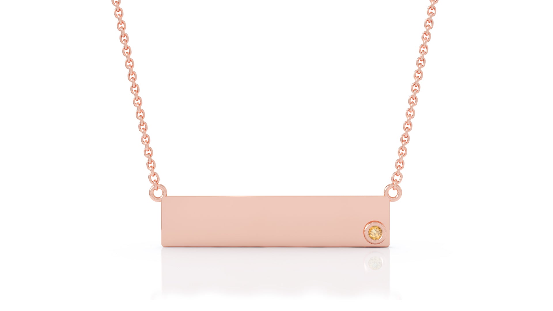 0.03Ct Gemstone Engravable Bar Necklace, 17"-18" in 14K Gold