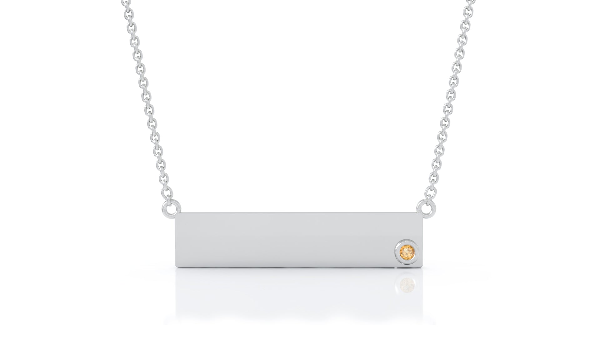 0.03Ct Gemstone Engravable Bar Necklace, 17"-18" in 14K Gold