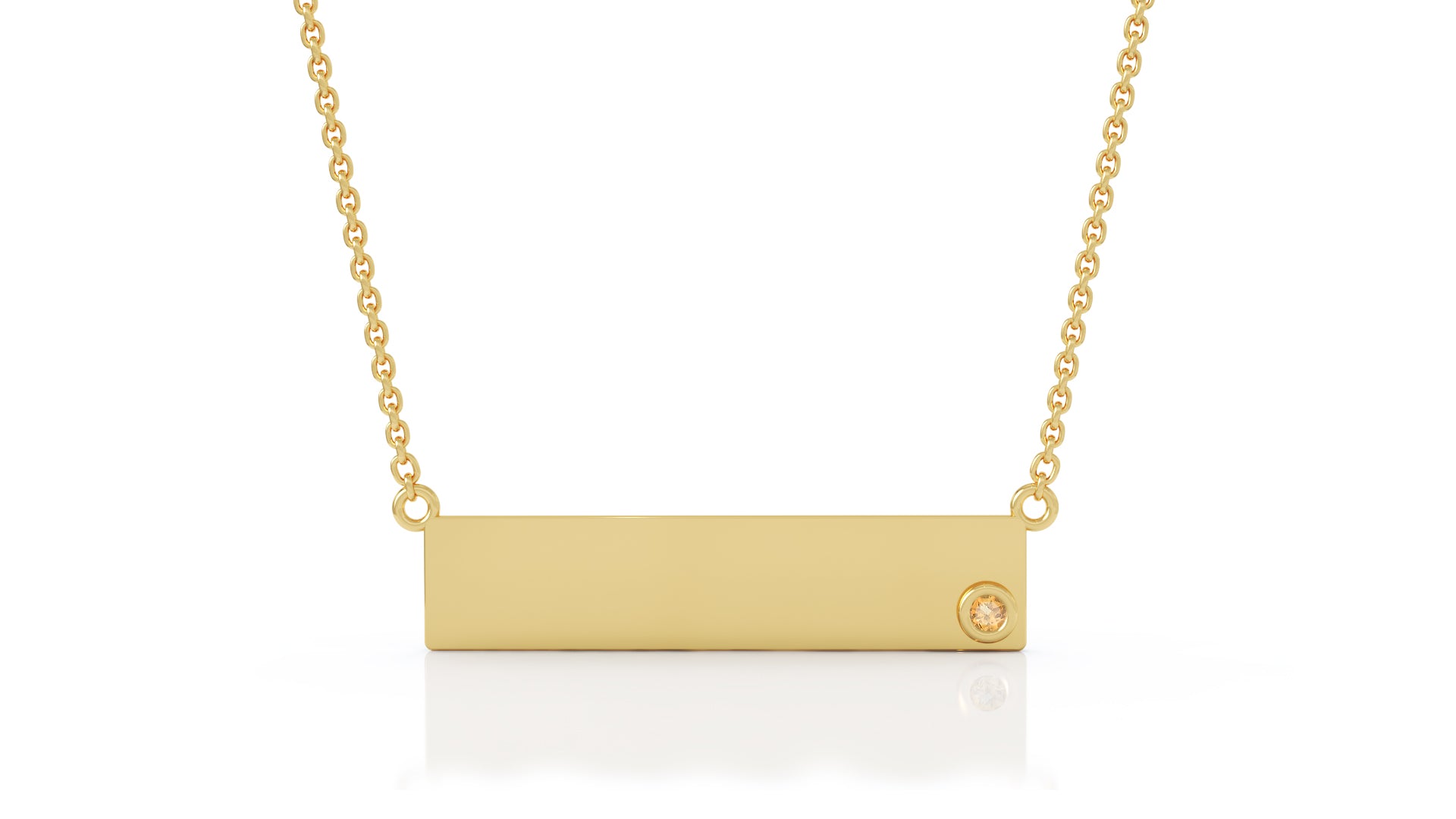 0.03Ct Gemstone Engravable Bar Necklace, 17"-18" in 14K Gold