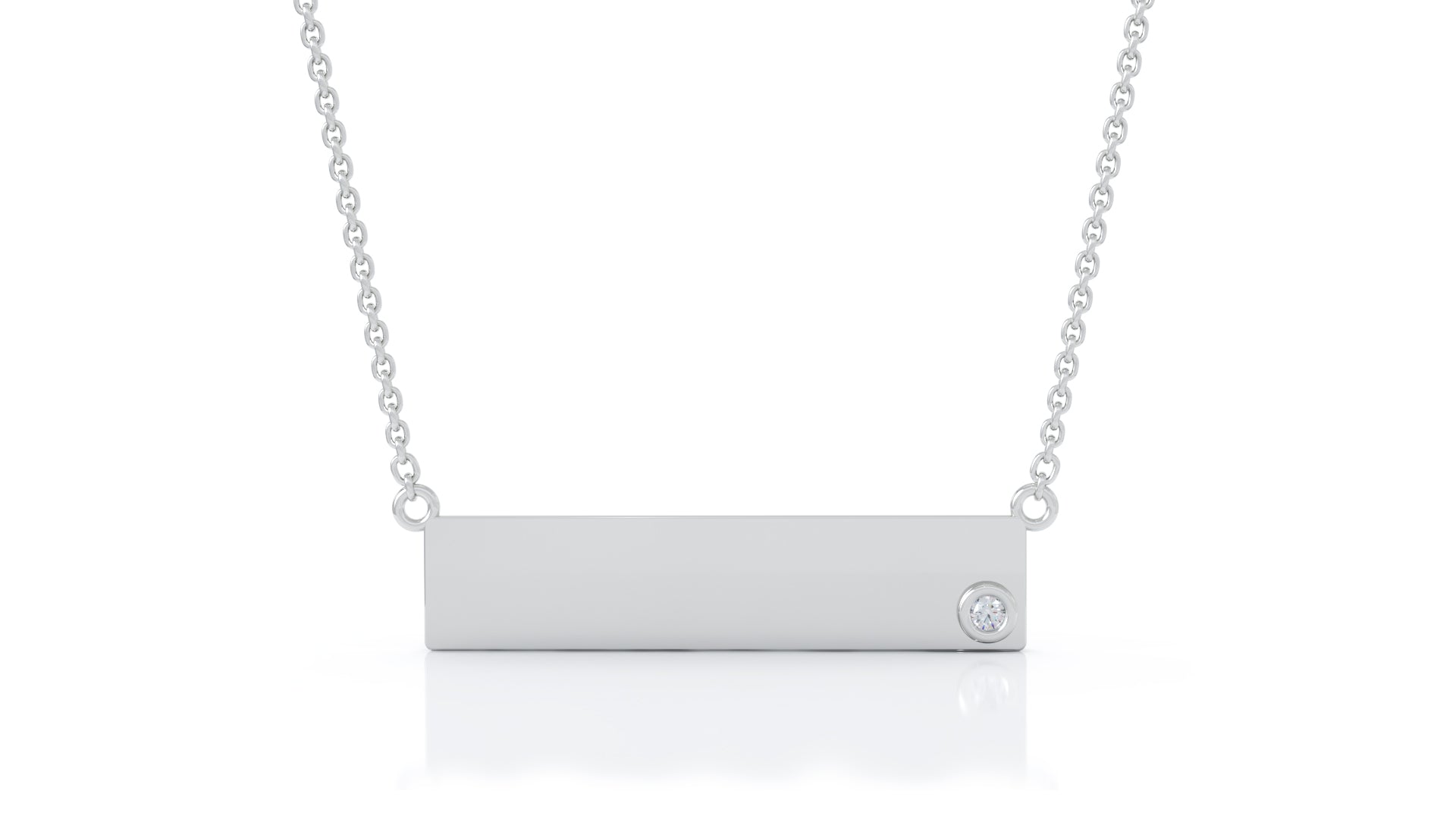 0.03Ct Gemstone Engravable Bar Necklace, 17"-18" in 14K Gold