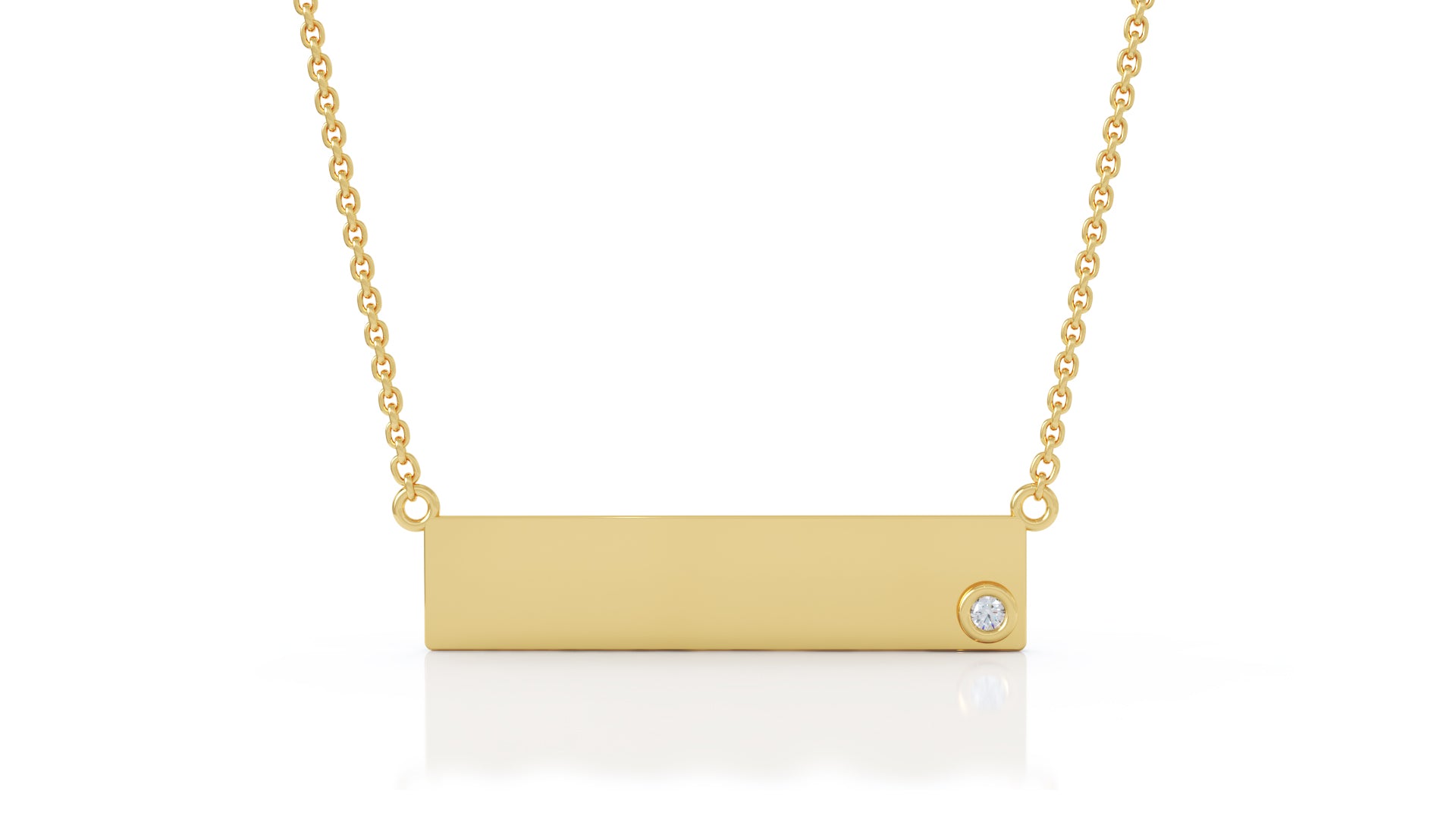 0.03Ct Gemstone Engravable Bar Necklace, 17"-18" in 14K Gold