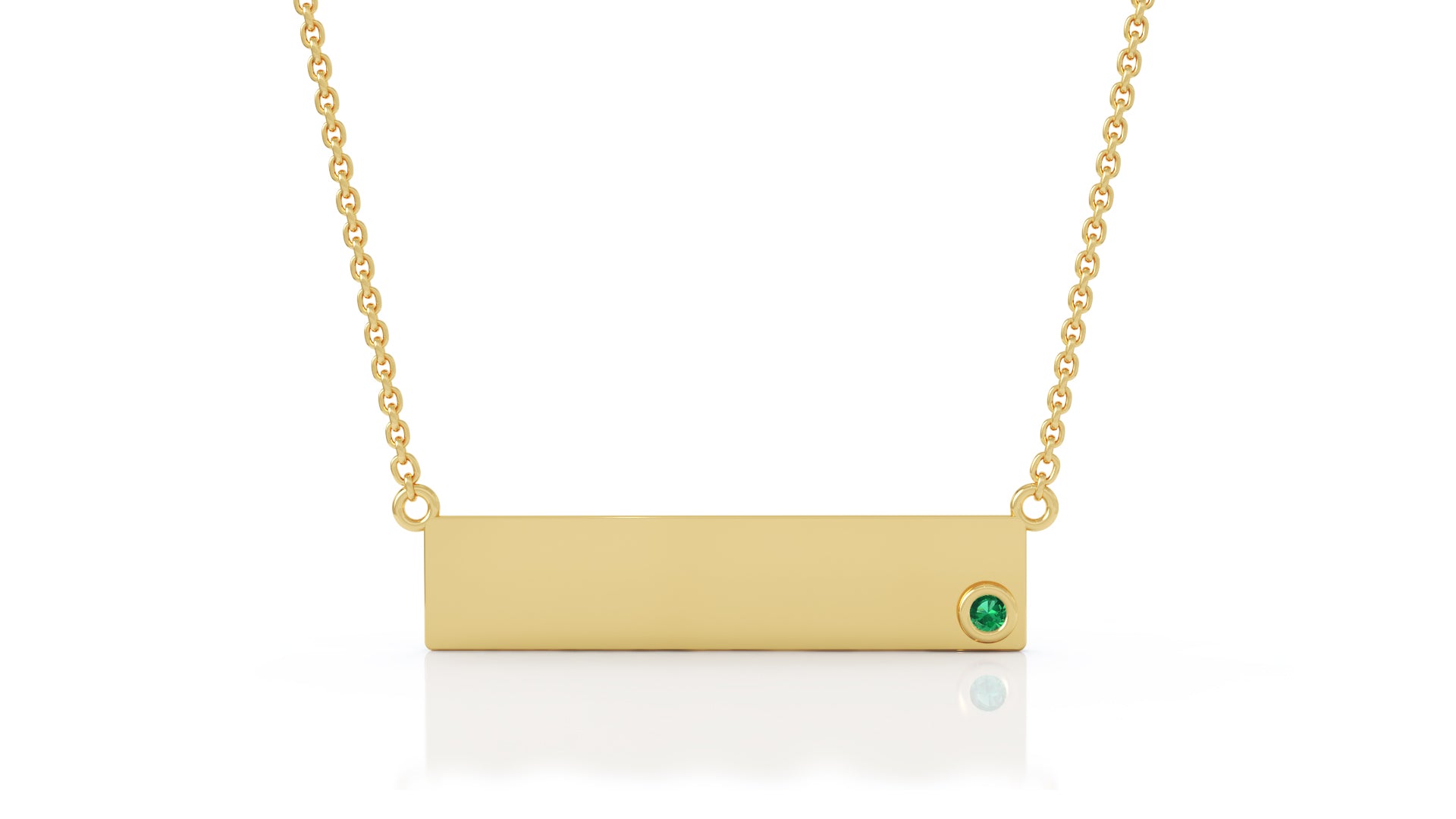 0.03Ct Gemstone Engravable Bar Necklace, 17"-18" in 14K Gold