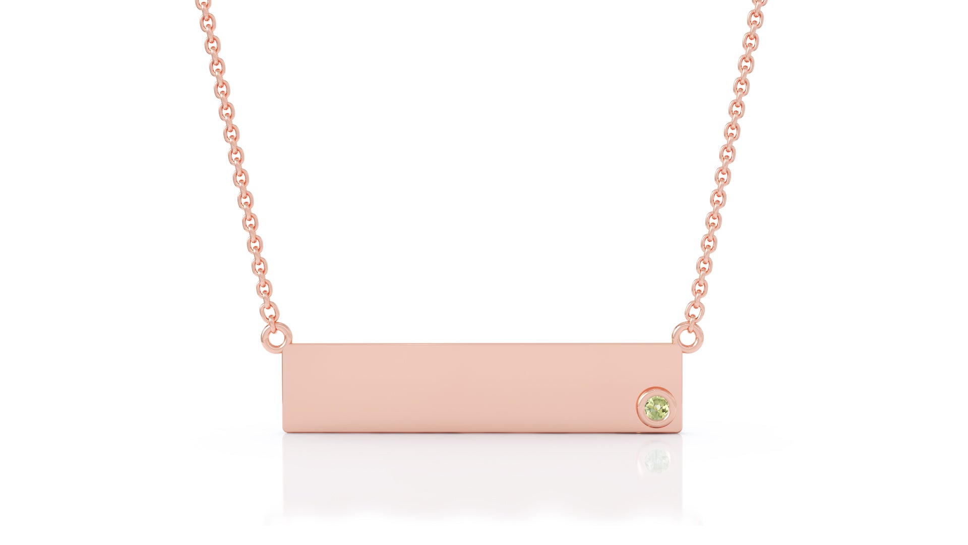 0.03Ct Gemstone Engravable Bar Necklace, 17"-18" in 14K Gold