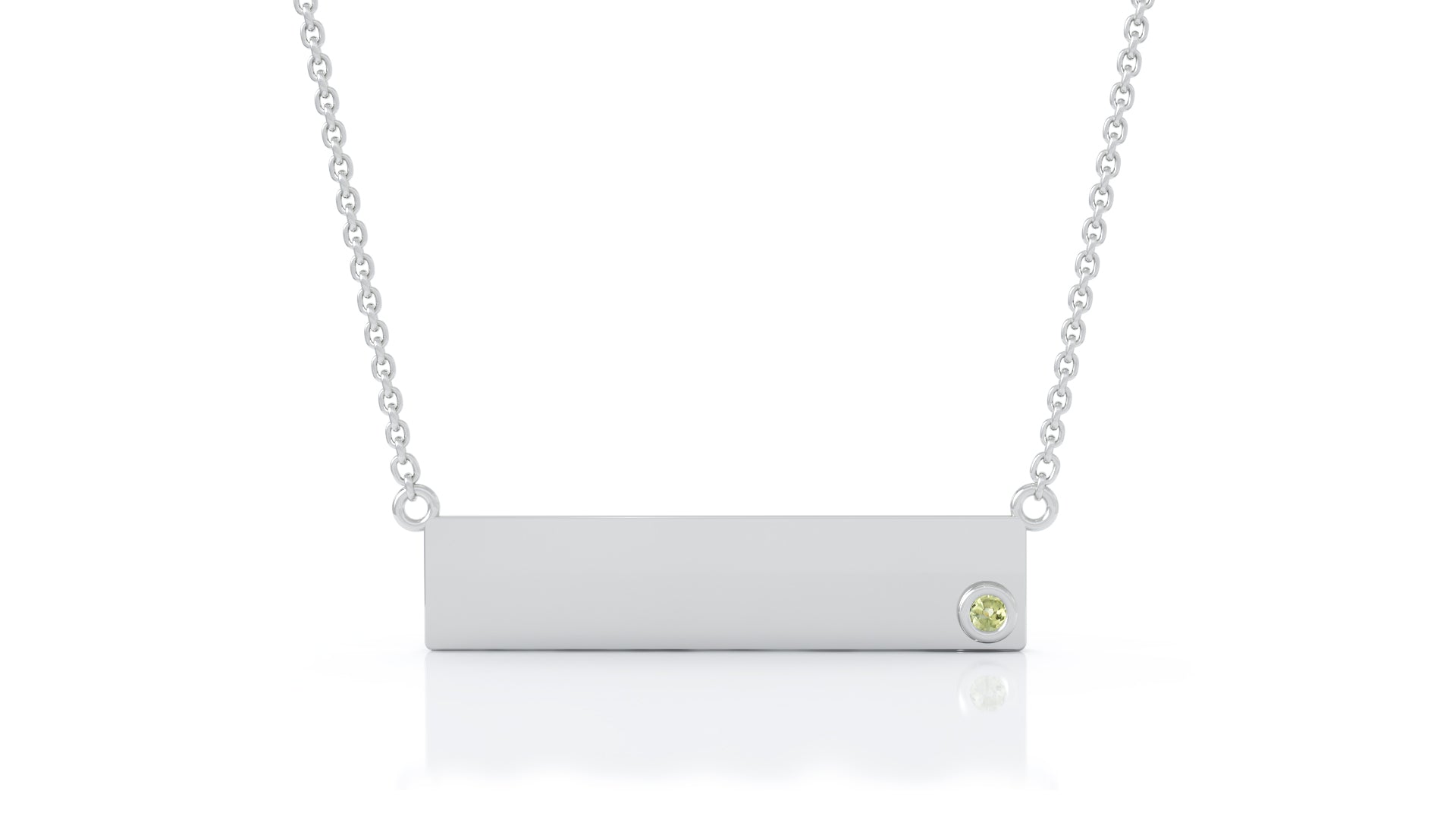 0.03Ct Gemstone Engravable Bar Necklace, 17"-18" in 14K Gold