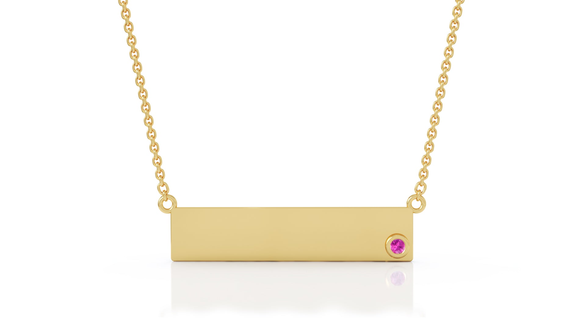 0.03Ct Gemstone Engravable Bar Necklace, 17"-18" in 14K Gold