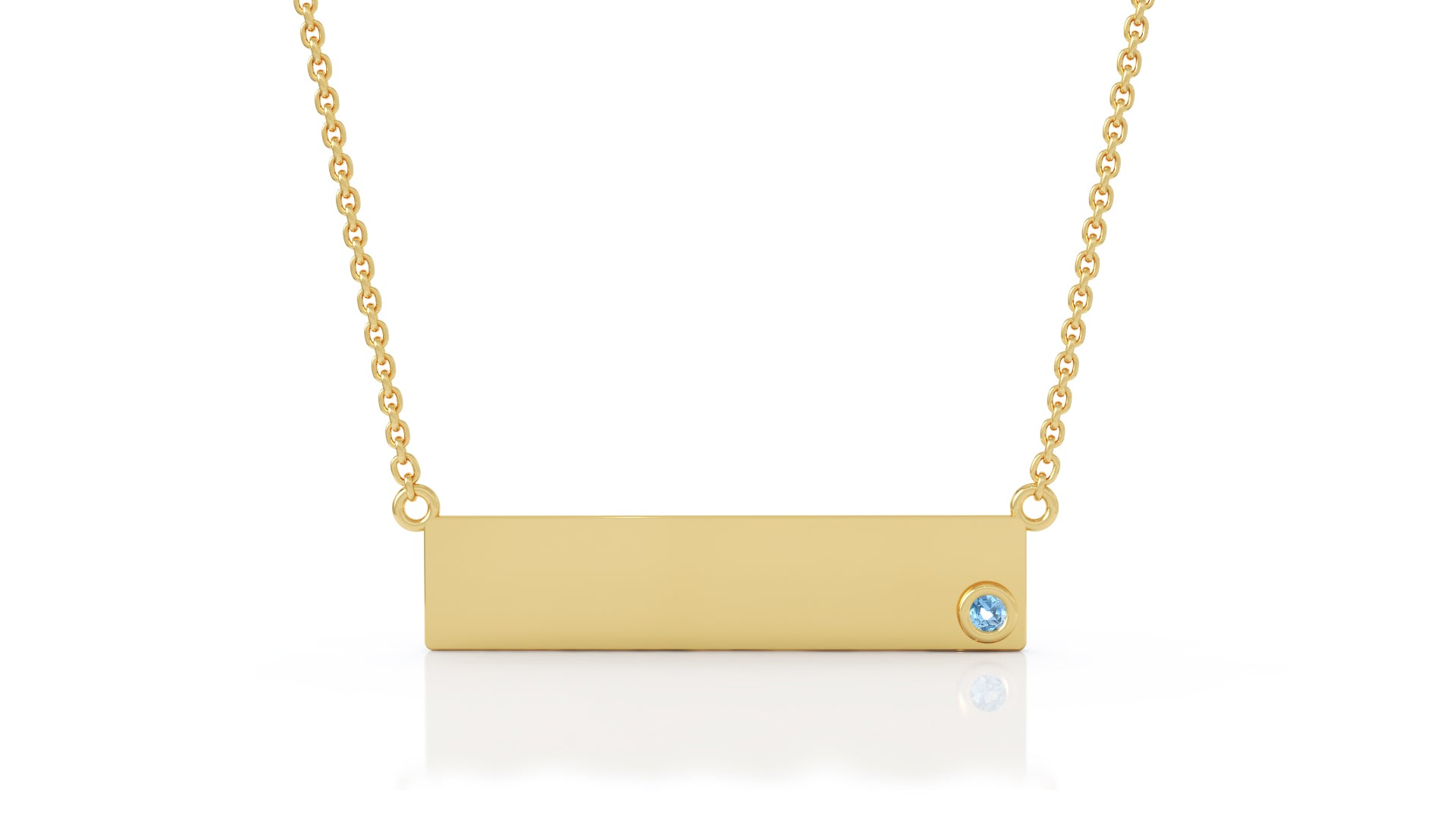0.03Ct Gemstone Engravable Bar Necklace, 17"-18" in 14K Gold