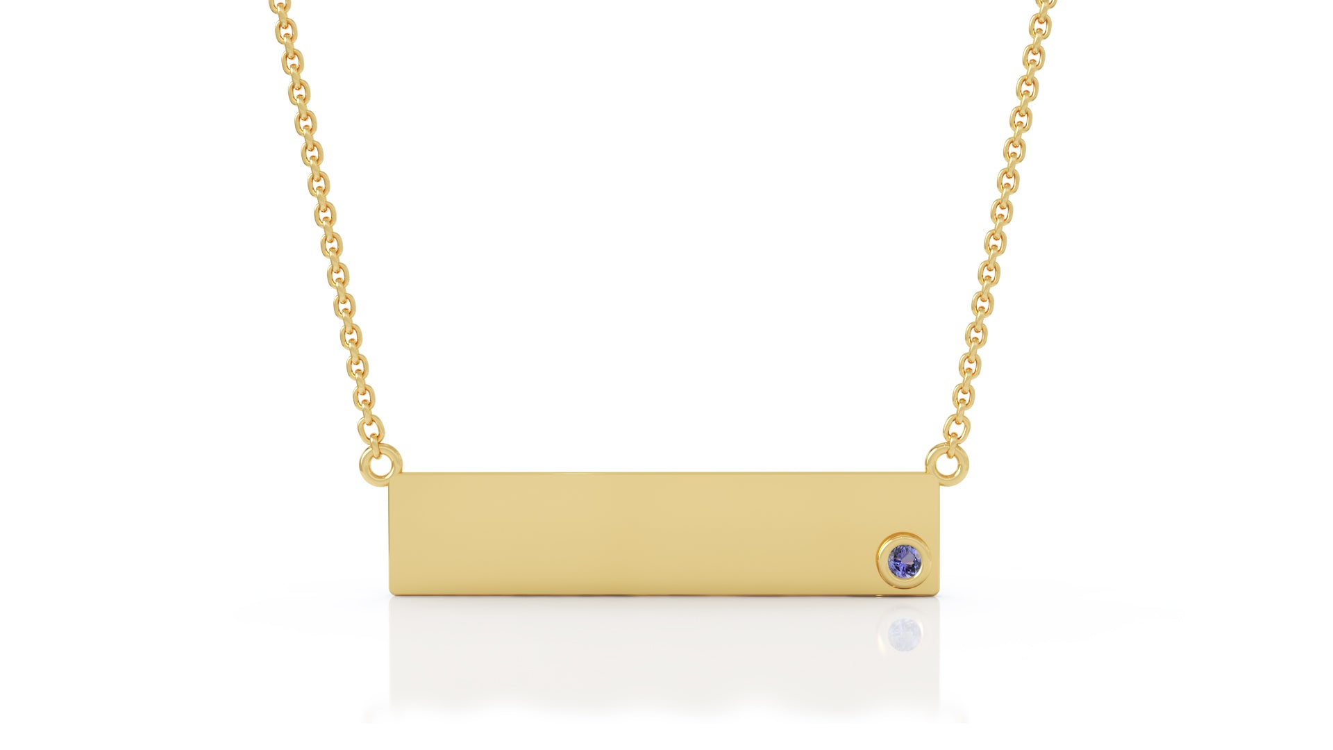 0.03Ct Gemstone Engravable Bar Necklace, 17"-18" in 14K Gold