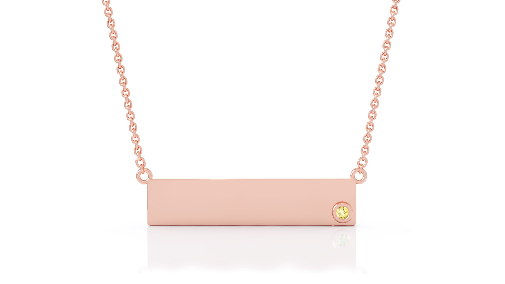 0.03Ct Gemstone Engravable Bar Necklace, 17"-18" in 14K Gold