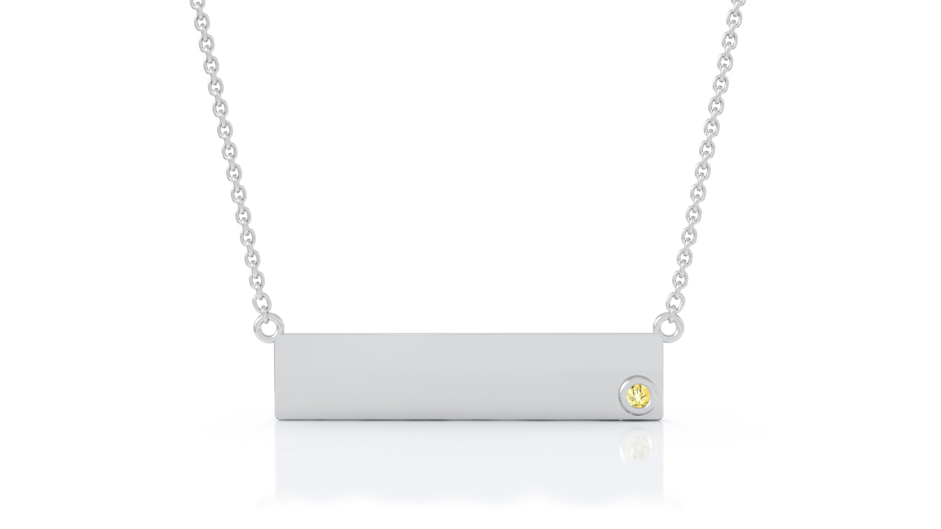 0.03Ct Gemstone Engravable Bar Necklace, 17"-18" in 14K Gold