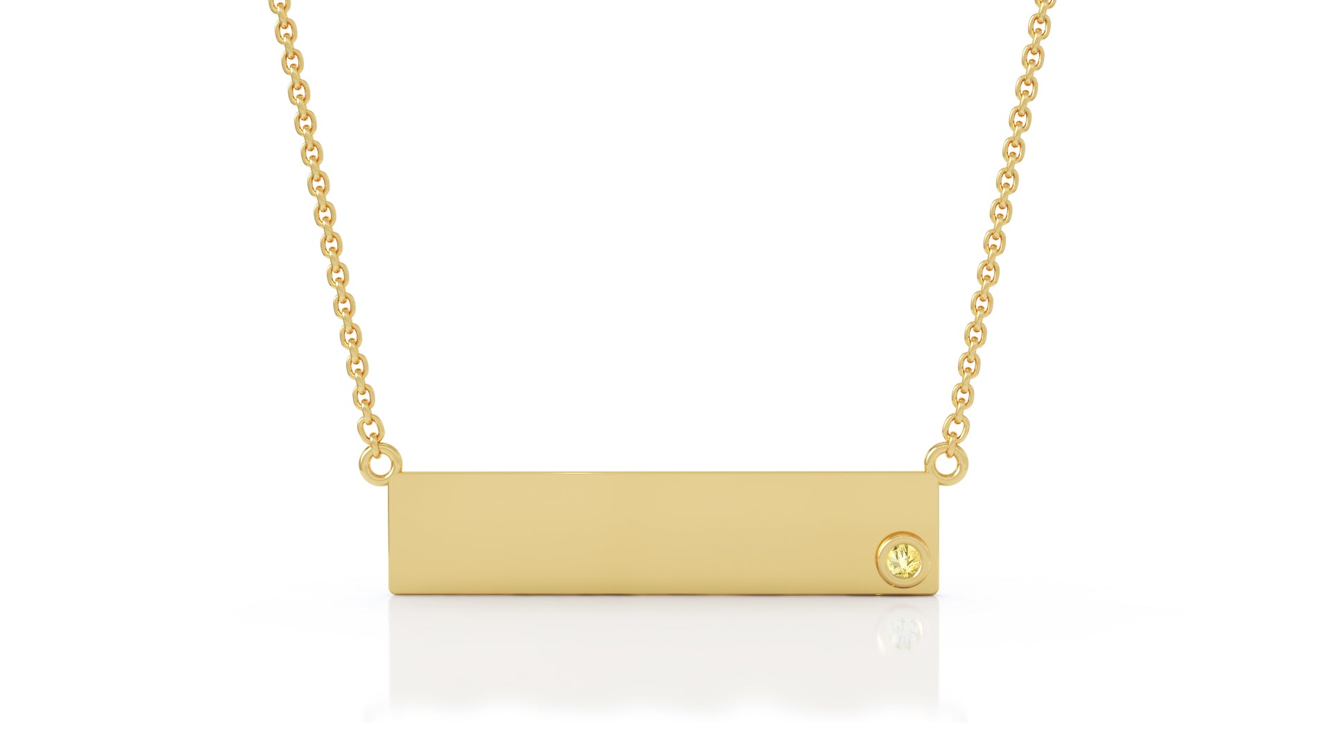 0.03Ct Gemstone Engravable Bar Necklace, 17"-18" in 14K Gold
