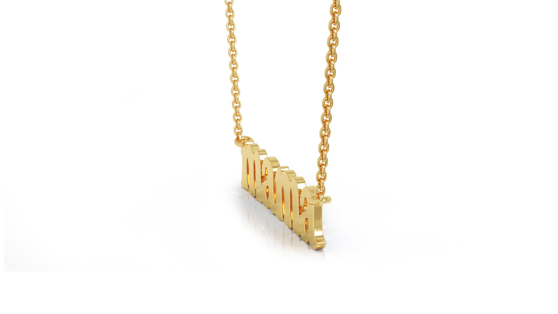 "Mama" Necklace, 17"-18" in 14K Gold