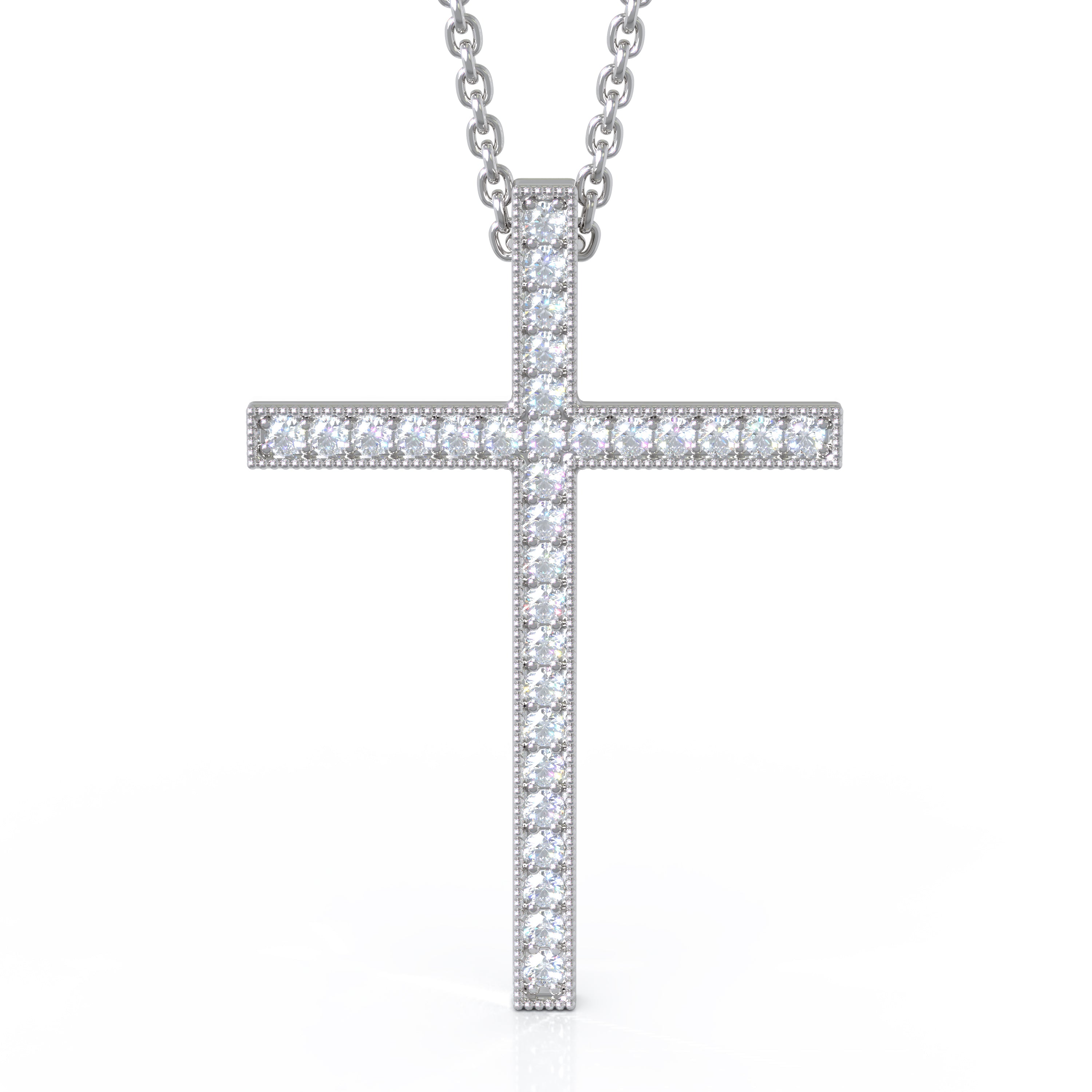 0.30Ct Diamond Cross Pendant, 18" Gold Chain in 14K Gold