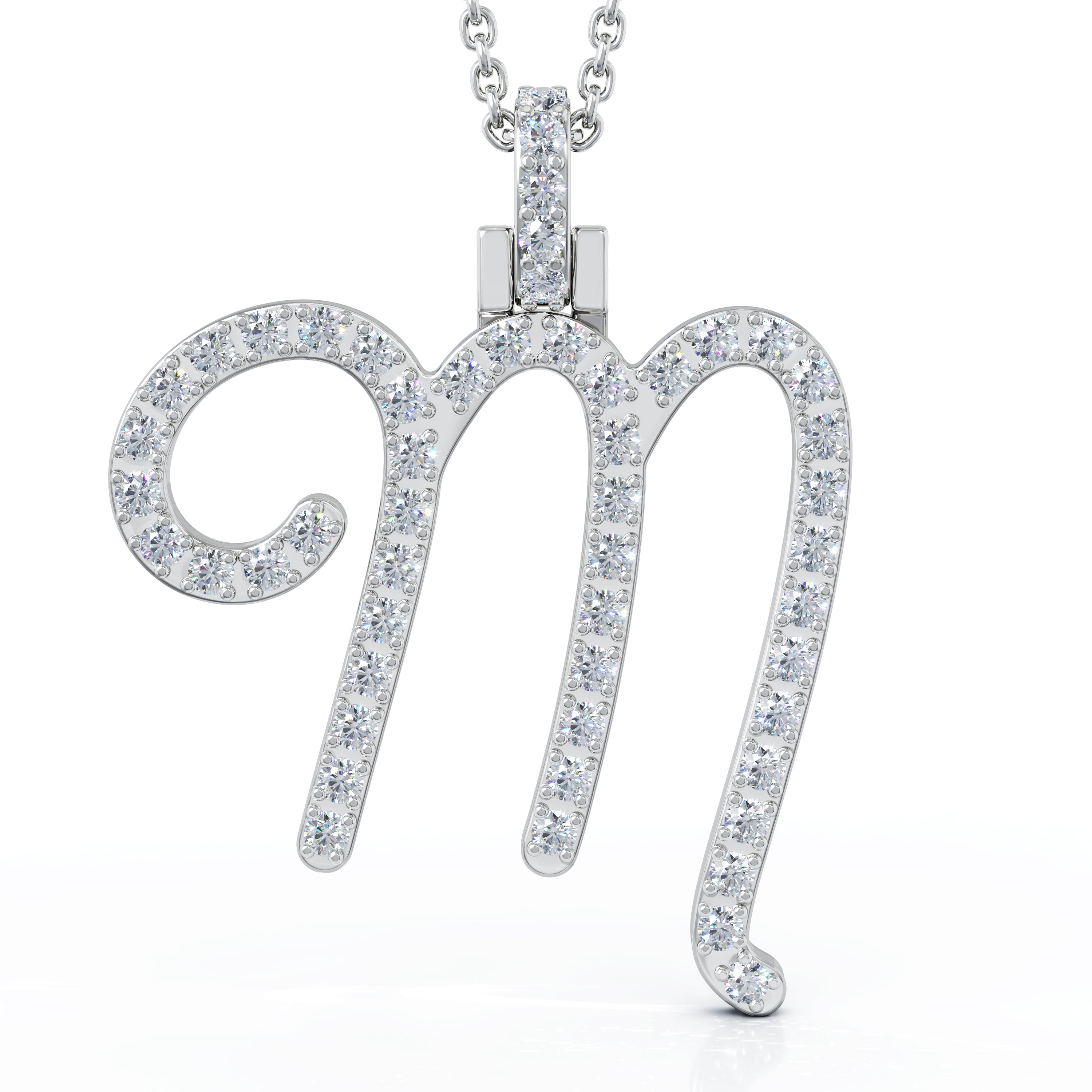 Diamond A-Z Alphabet Initial Letter Pendant Necklace, 18" Gold Chain in 14K Gold