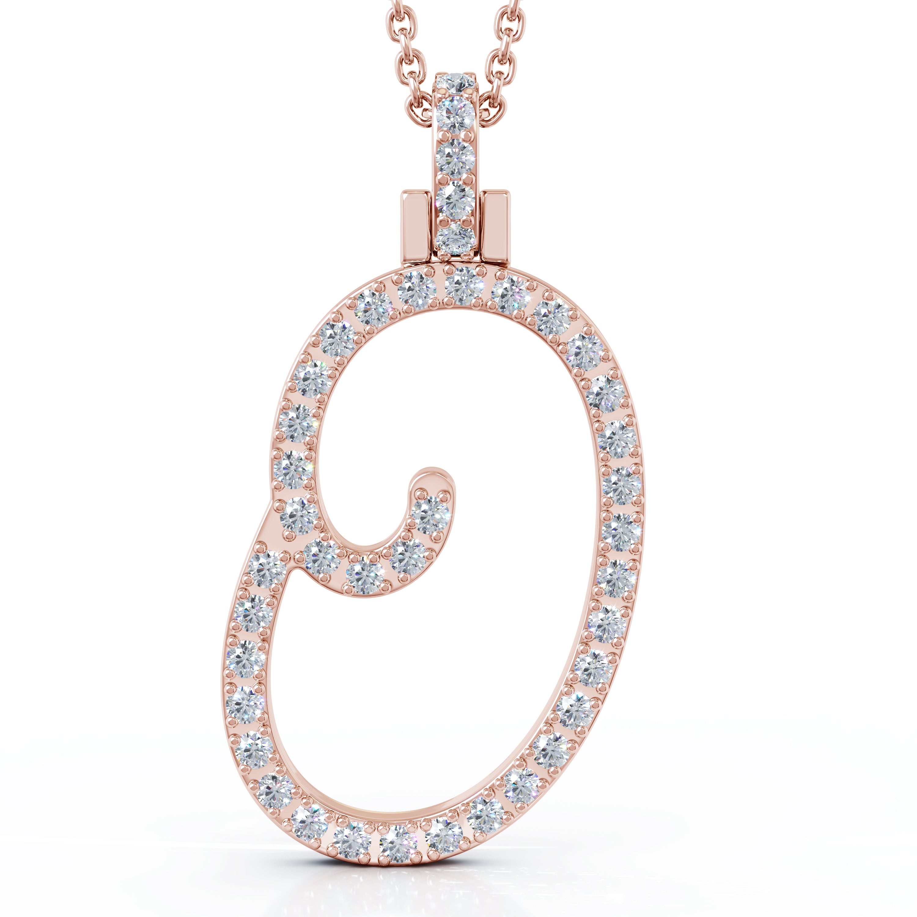 Diamond A-Z Alphabet Initial Letter Pendant Necklace, 18" Gold Chain in 14K Gold