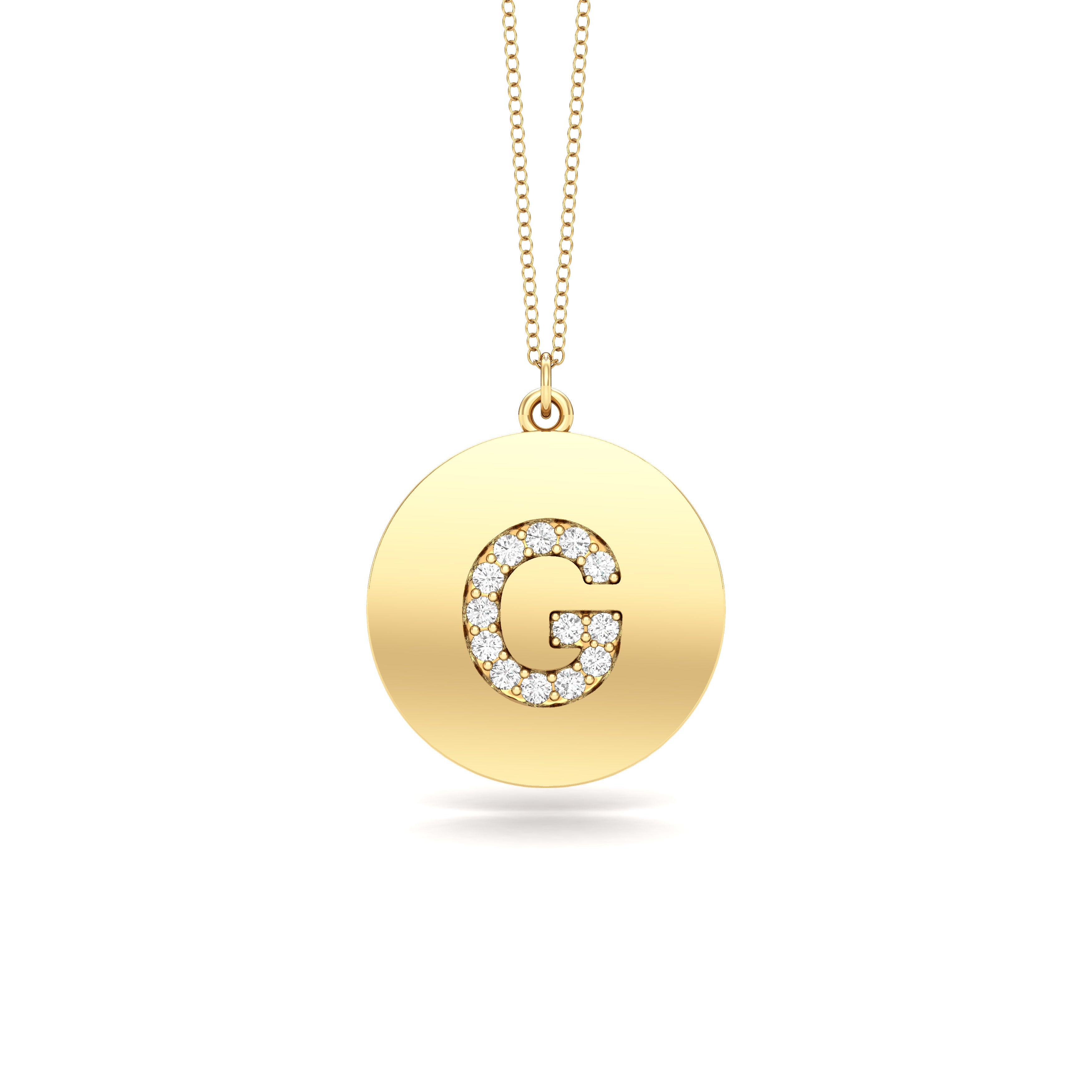 0.07Ct Diamond A-Z Alphabet Initial Pendant, 18" Gold Chain in 14K Gold