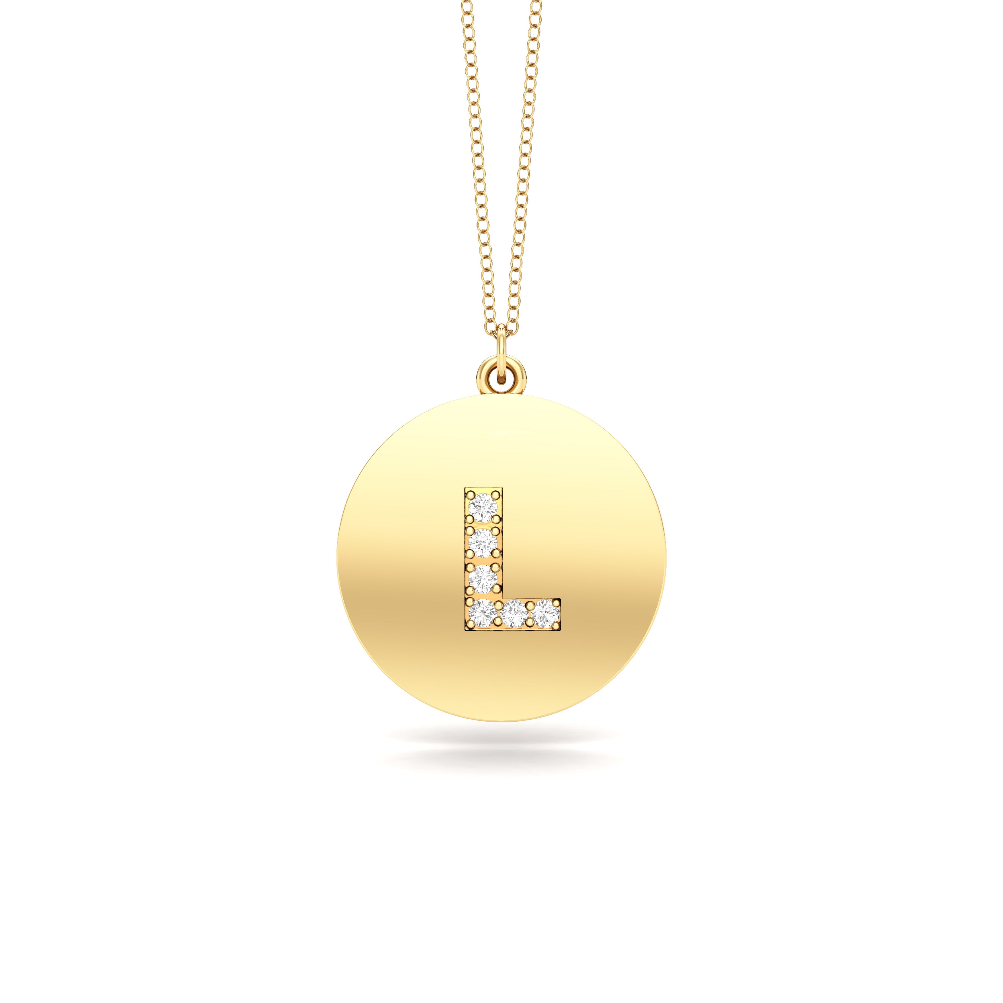 0.07Ct Diamond A-Z Alphabet Initial Pendant, 18" Gold Chain in 14K Gold