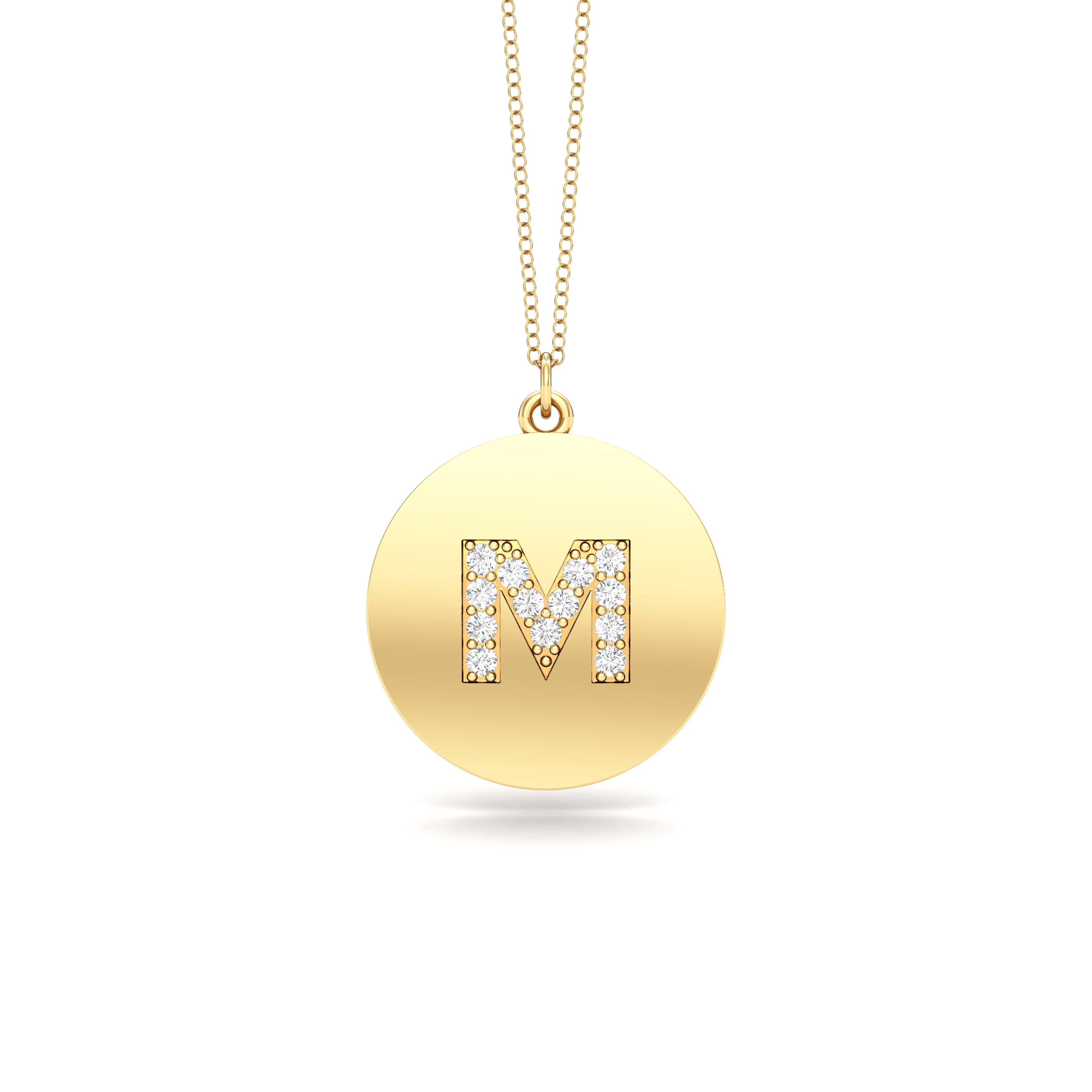 0.07Ct Diamond A-Z Alphabet Initial Pendant, 18" Gold Chain in 14K Gold