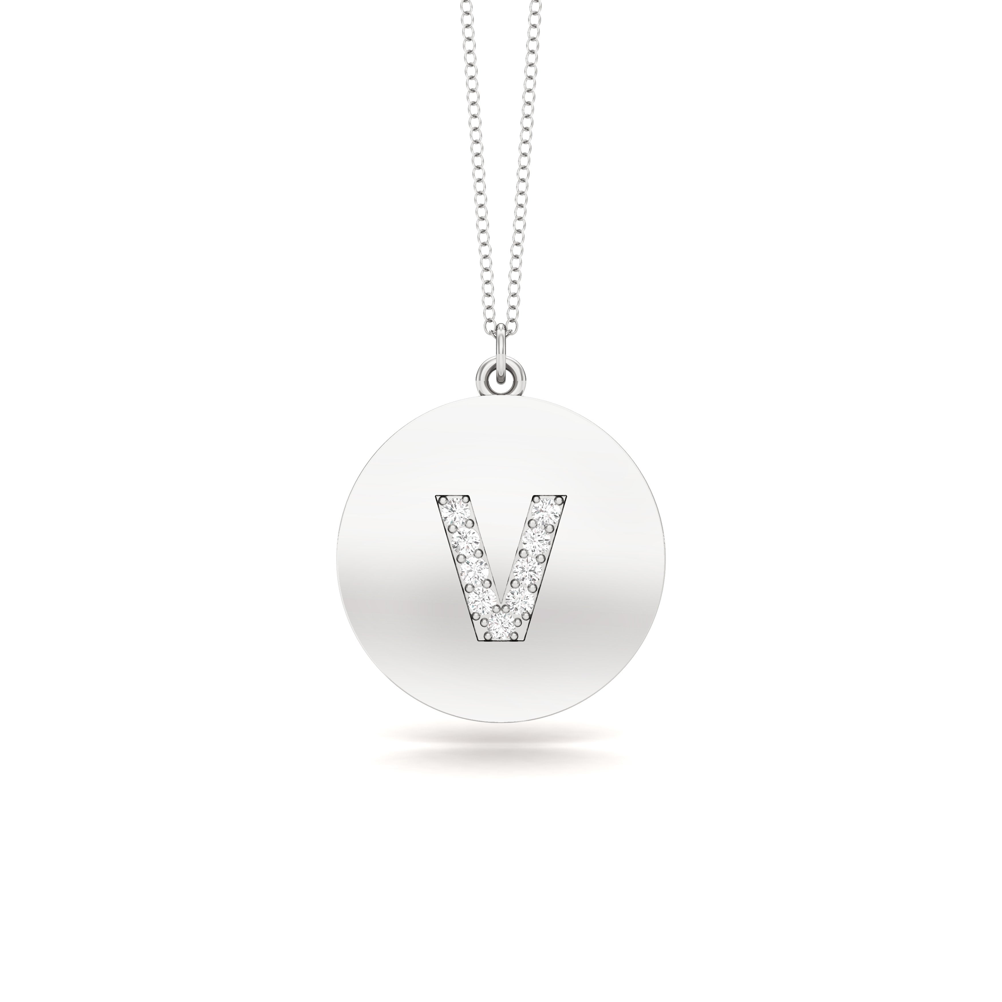 0.07Ct Diamond A-Z Alphabet Initial Pendant, 18" Gold Chain in 14K Gold