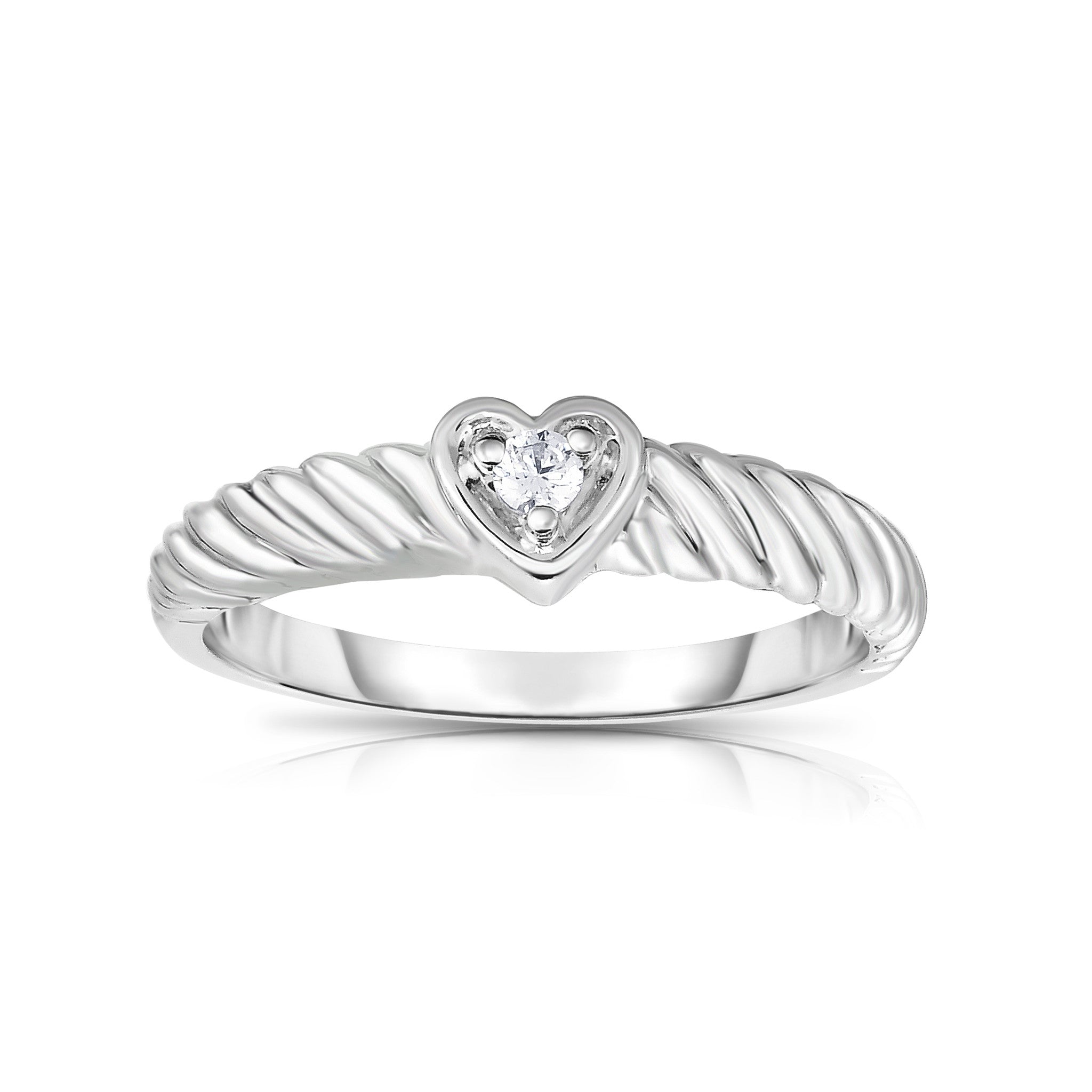 0.05Ct Diamond Heart Twisted Ring in 14K Gold