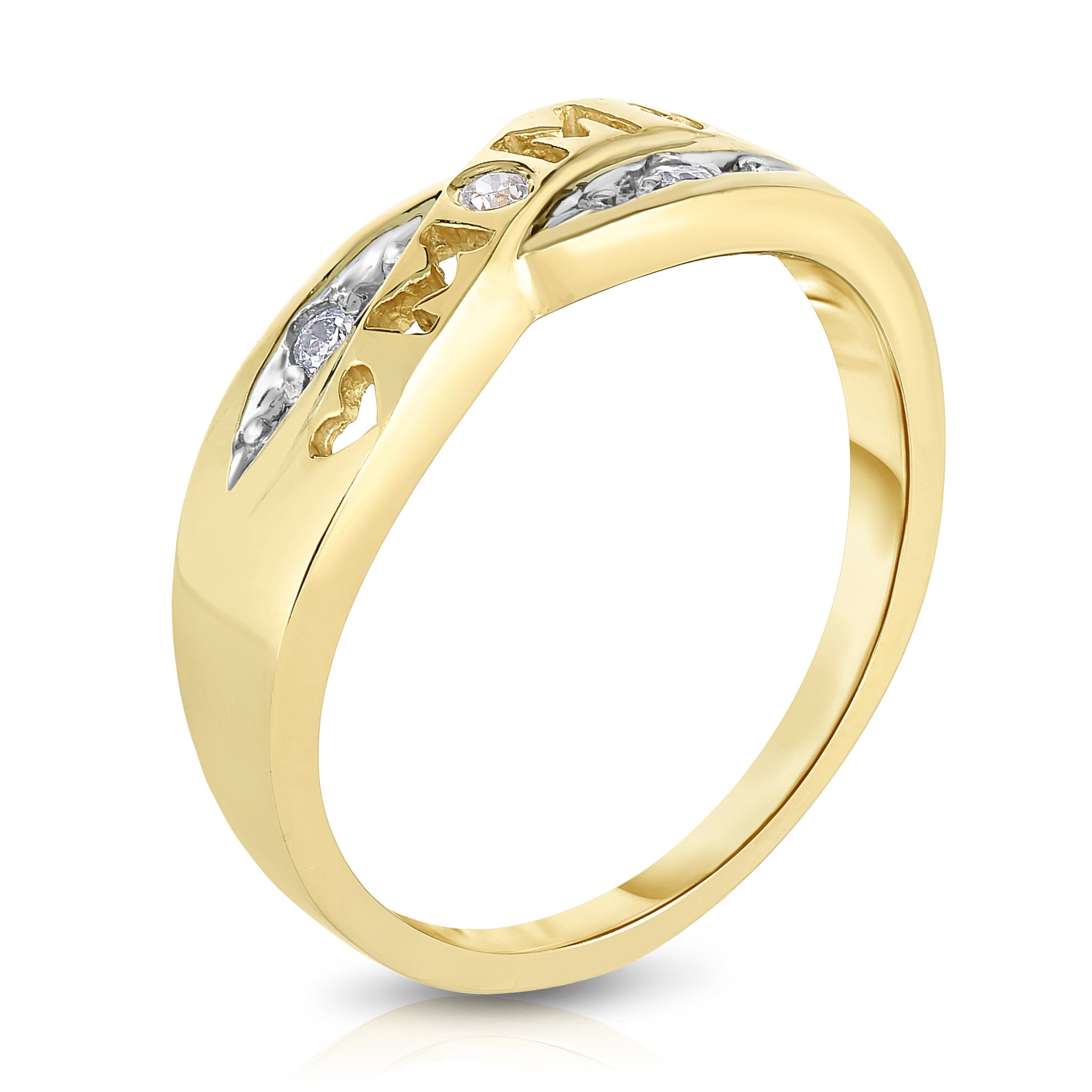 0.06Ct Diamond "Mom" Heart Ring in 14K Gold