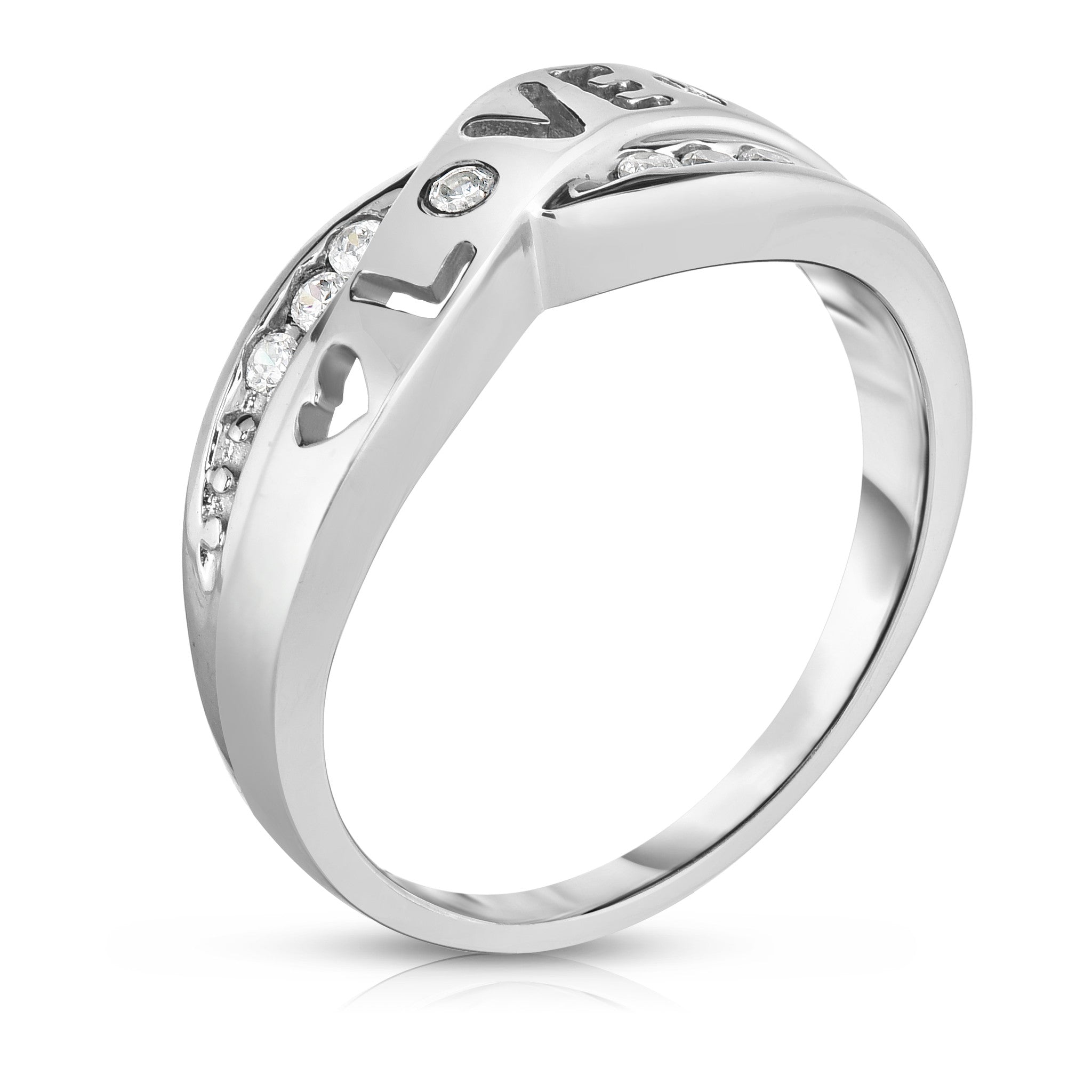 0.10Ct Diamond "Love" Heart Ring in 14K Gold