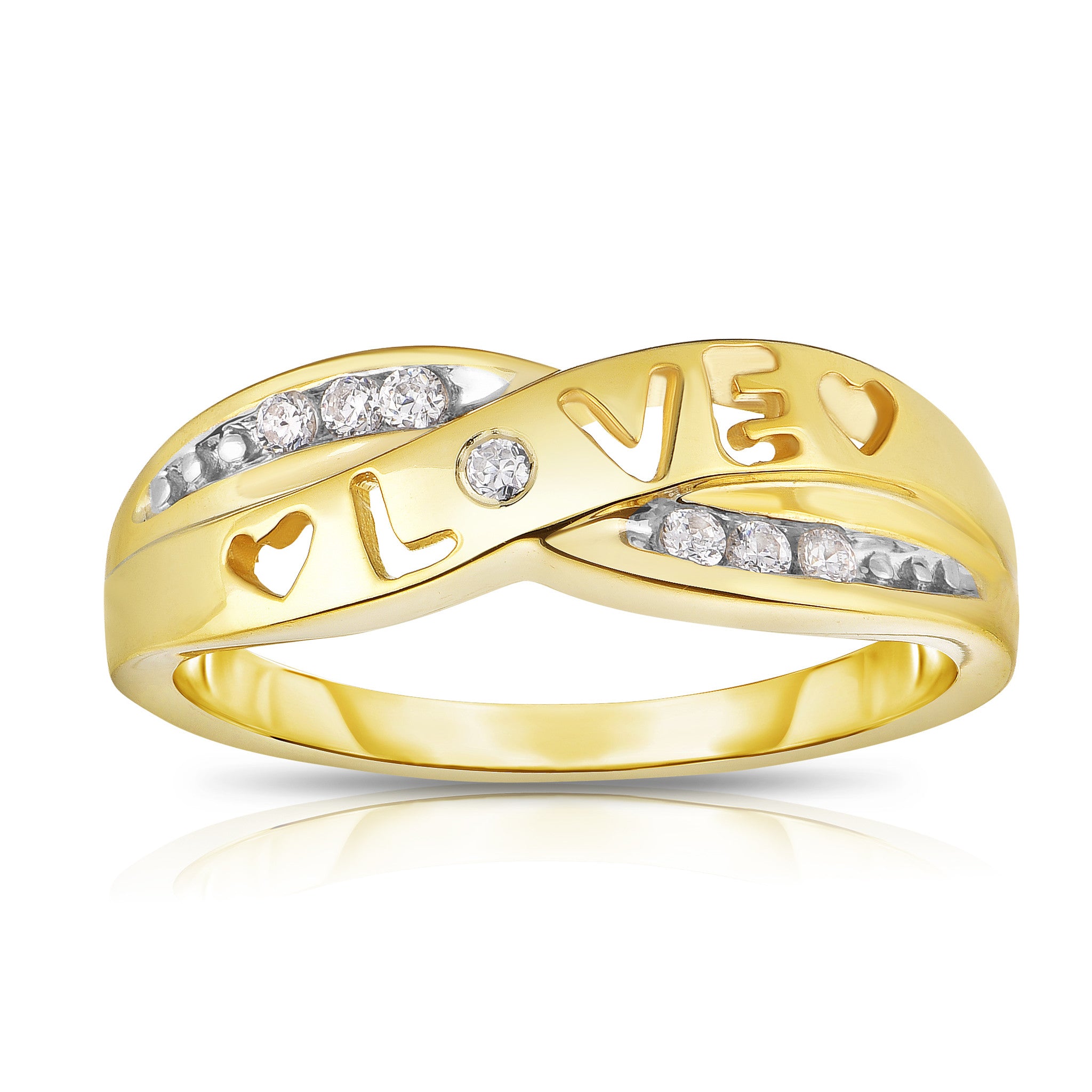 0.10Ct Diamond "Love" Heart Ring in 14K Gold