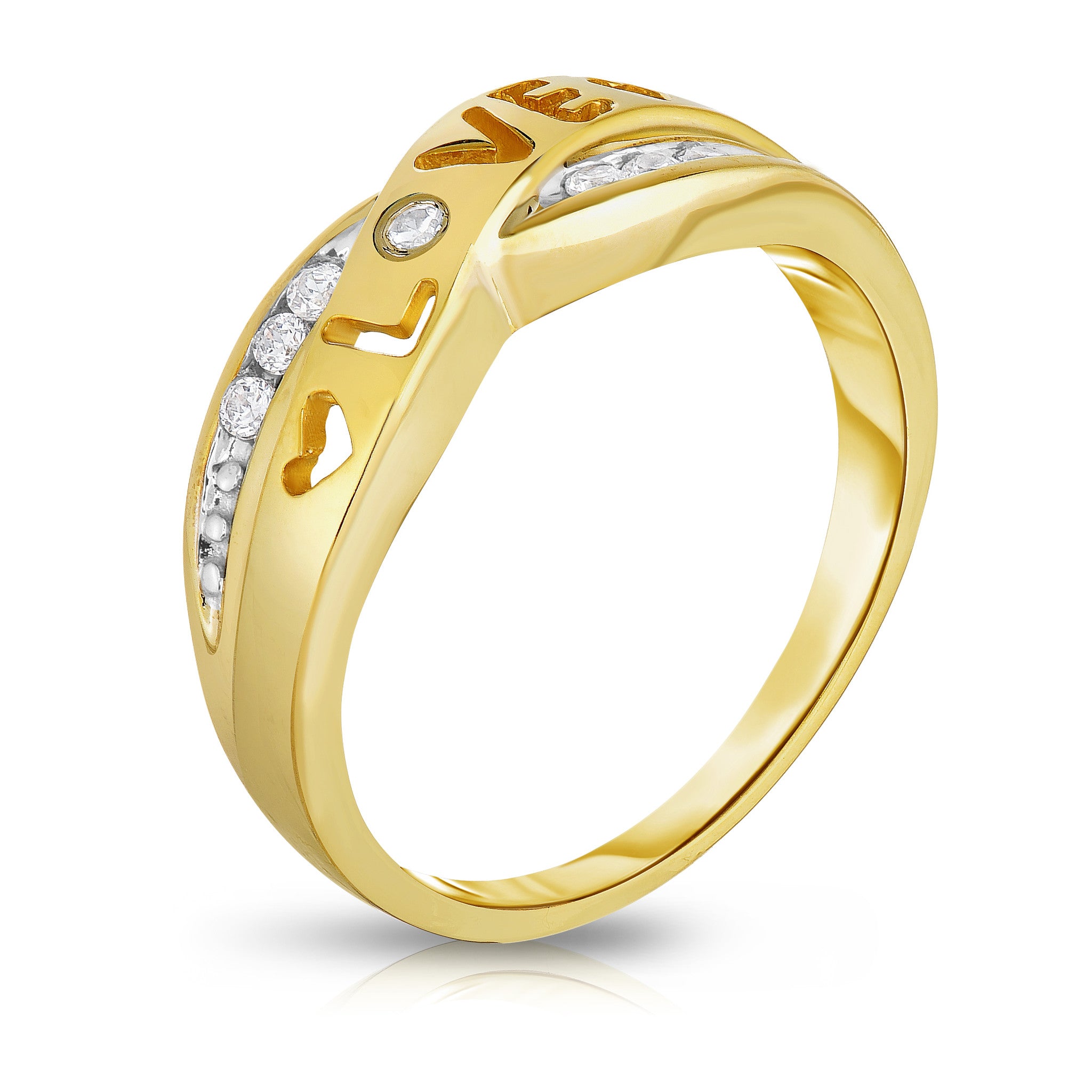 0.10Ct Diamond "Love" Heart Ring in 14K Gold