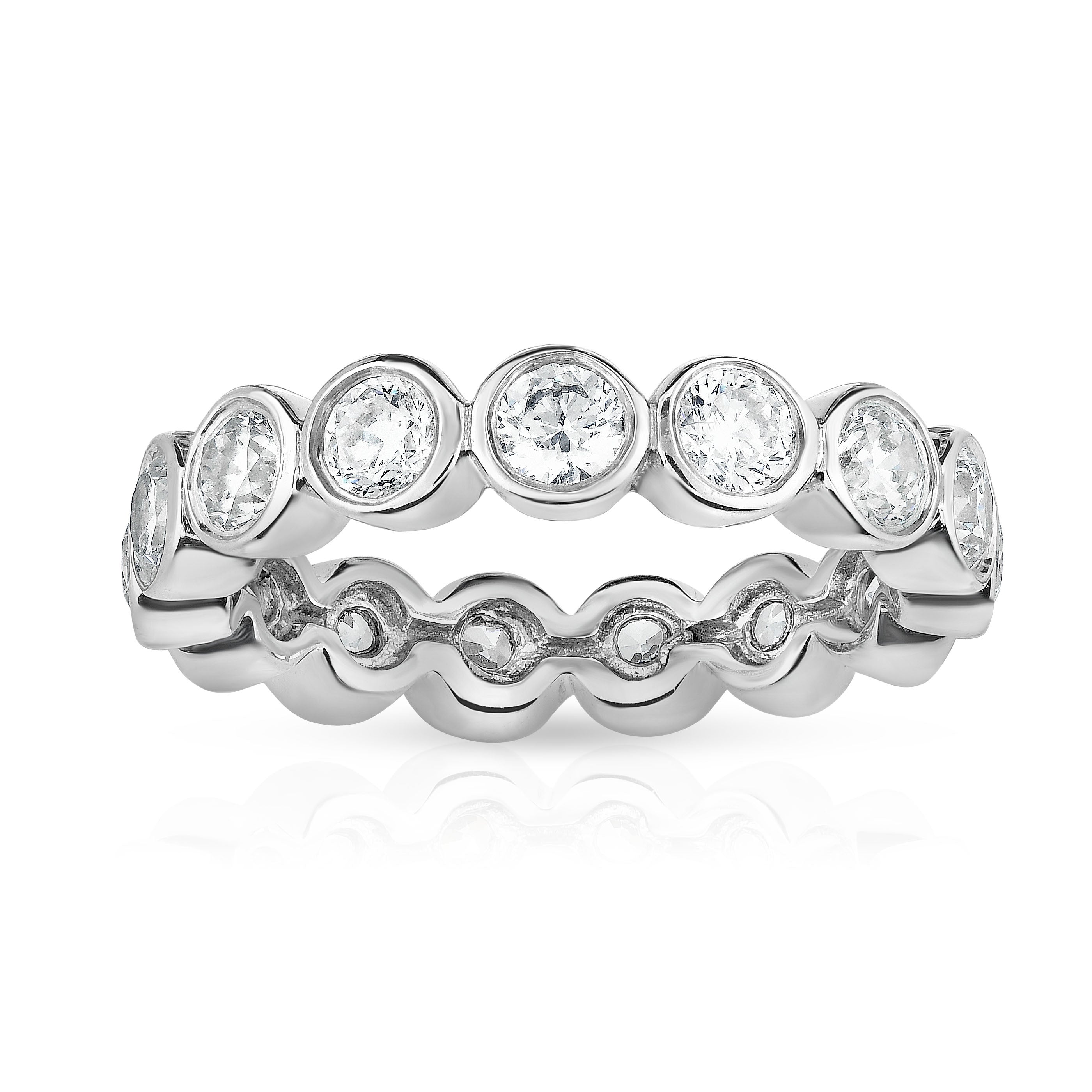 Bezel 2.30-2.85Ct Diamond Eternity Ring in 14K White Gold