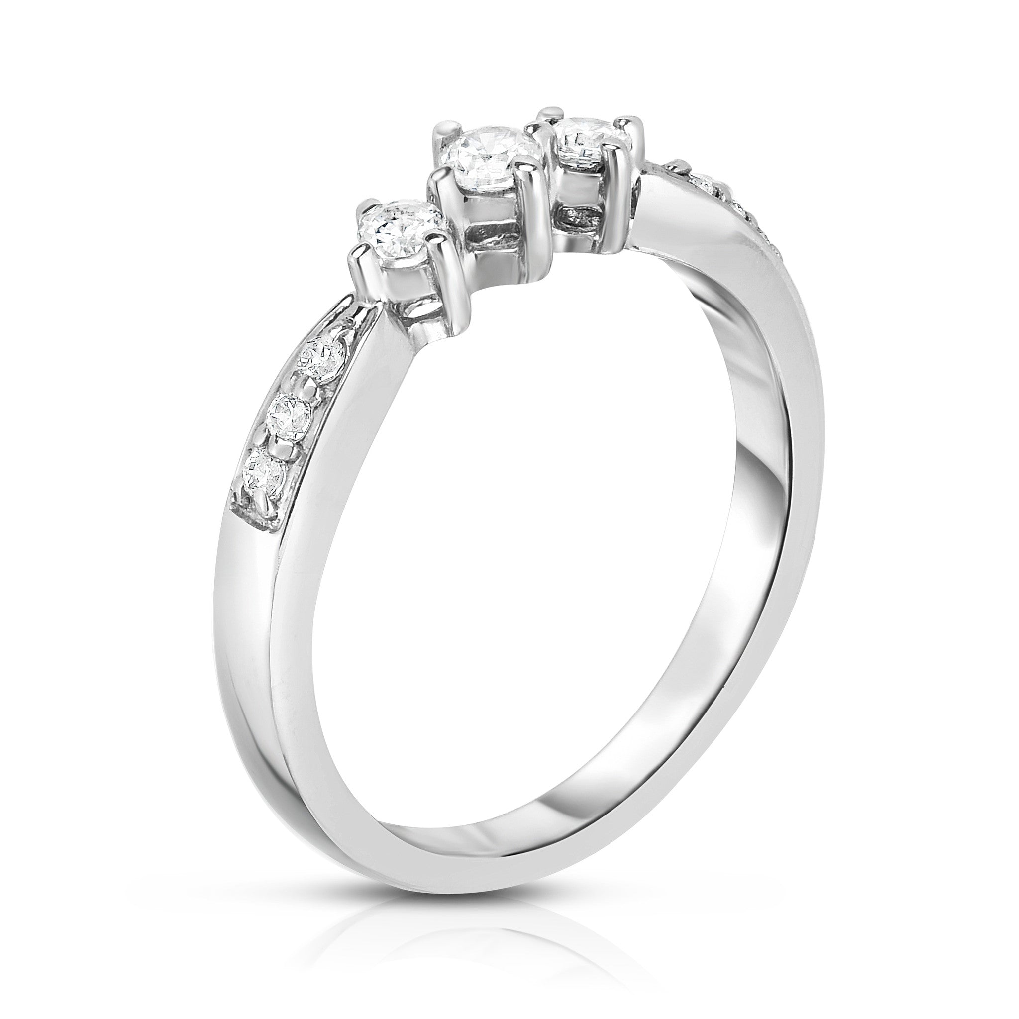 3-Stone 0.25Ct Diamond Engagement Ring in 14K White Gold