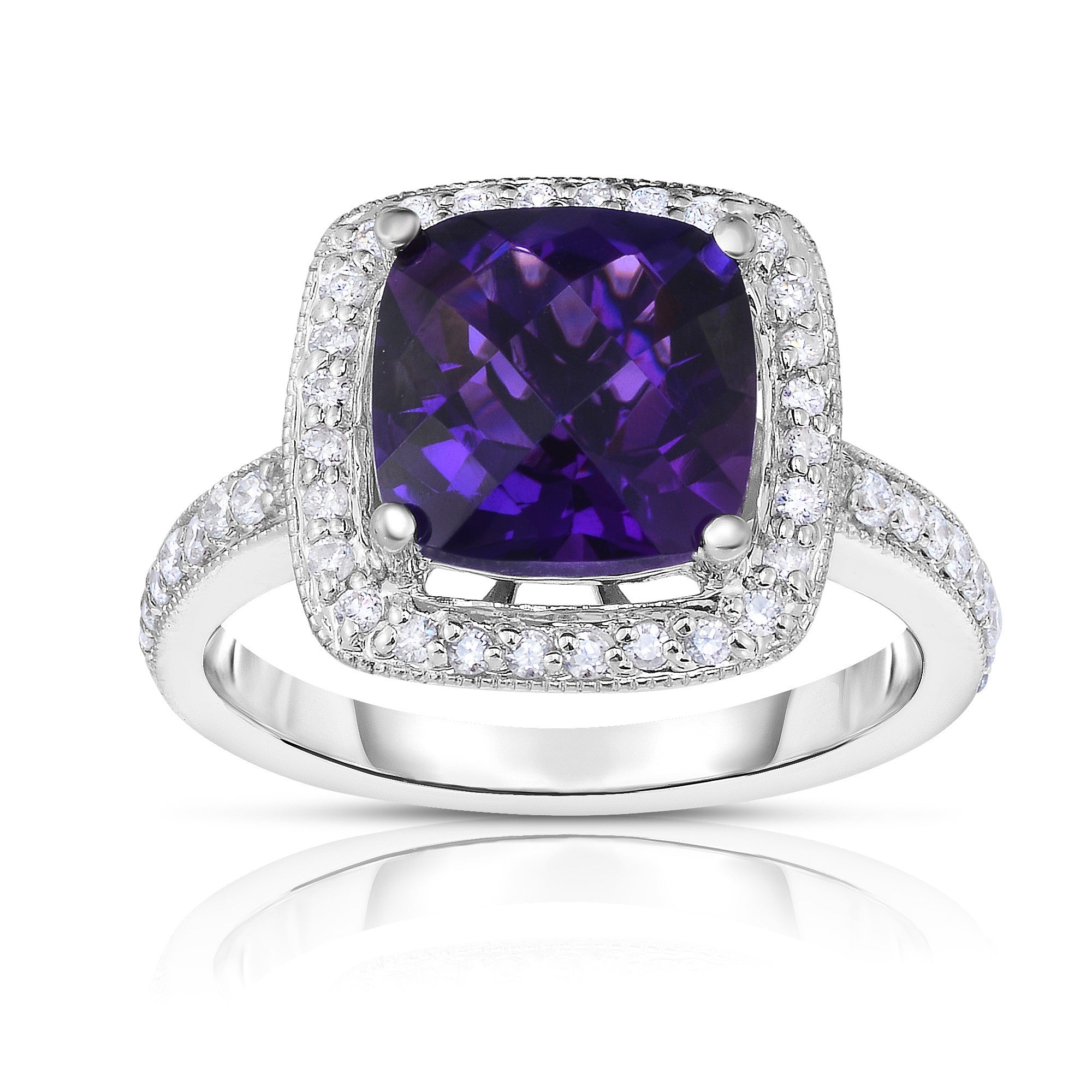 Cushion Gemstone & 0.40Ct Diamond Ring in 14K Gold
